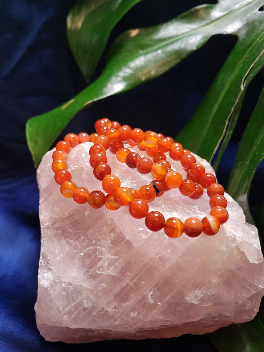High Quality Crystal Beaded Bracelet - Carnelian Agate Crystal - 8mm Crystal Beads - Jewelry - Accessories - Gift