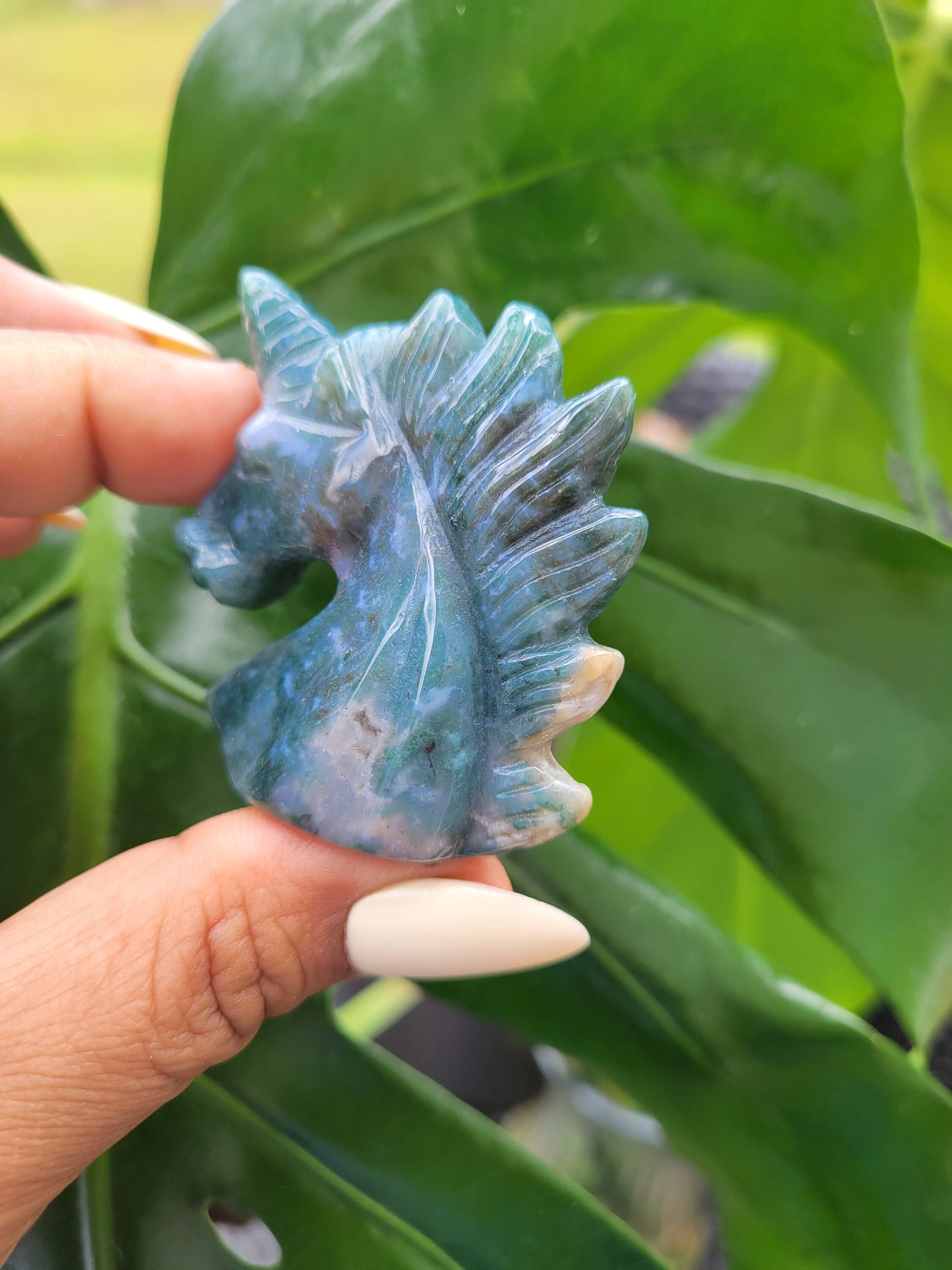 Moss Agate Unicorn Crystal Carving - Crystal Collector - Master Carver - Gift - Luxury Home Decor