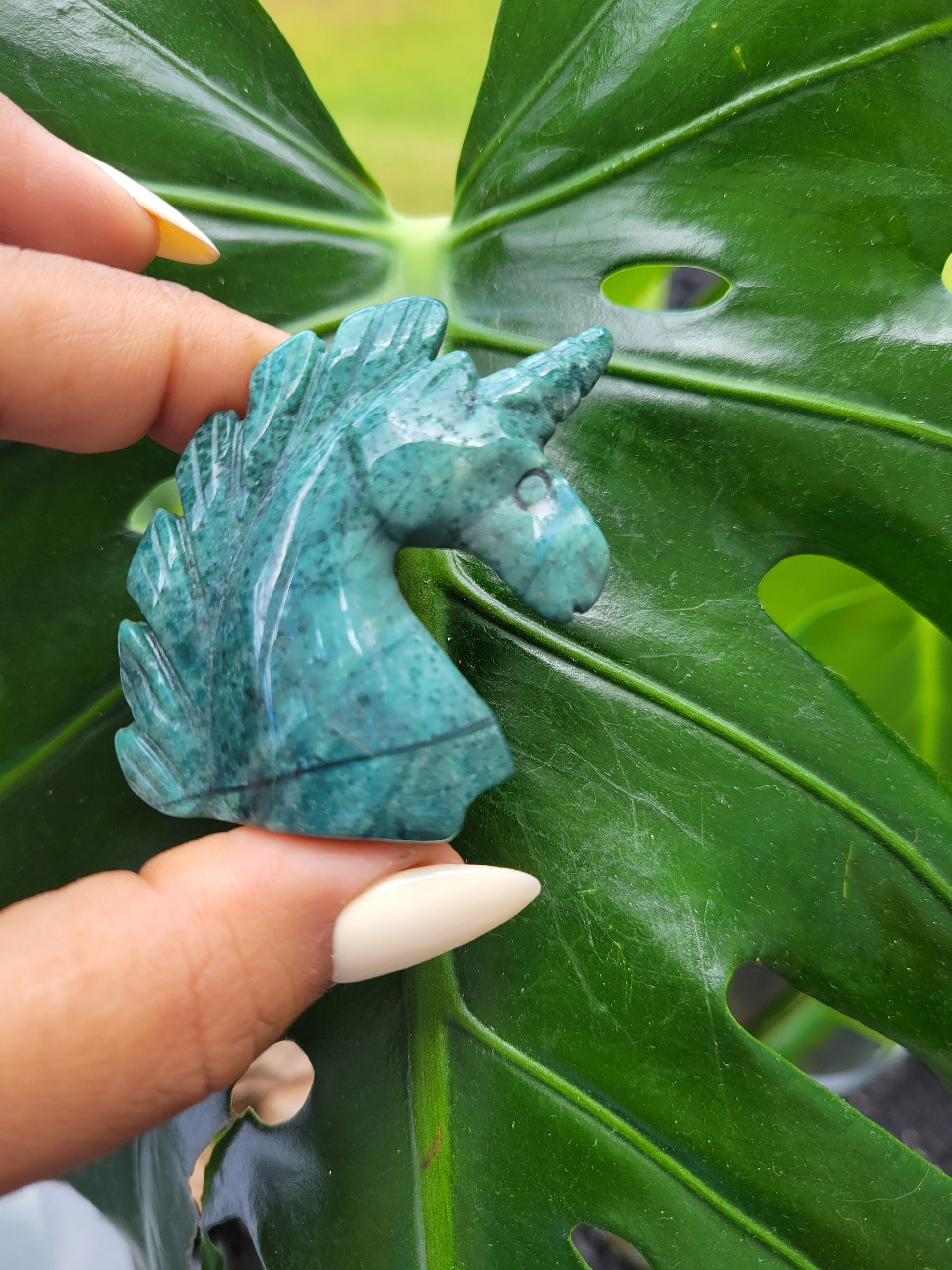 Moss Agate Unicorn Crystal Carving - Crystal Collector - Master Carver - Gift - Luxury Home Decor