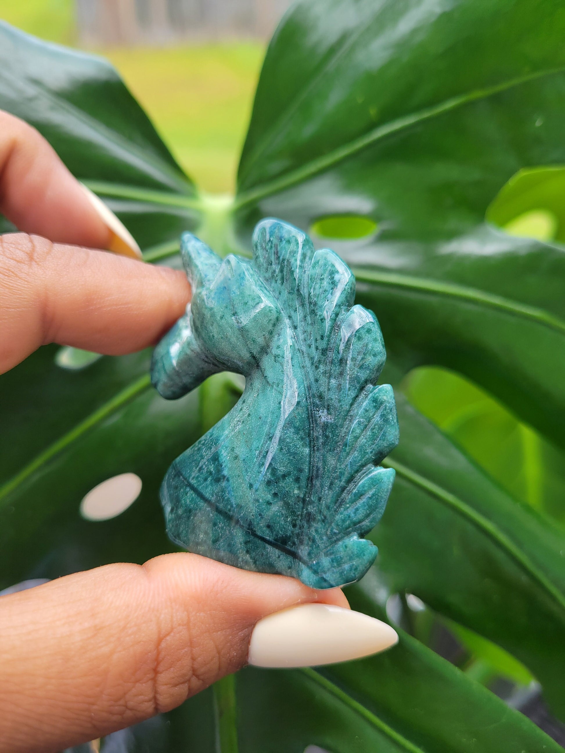 Moss Agate Unicorn Crystal Carving - Crystal Collector - Master Carver - Gift - Luxury Home Decor