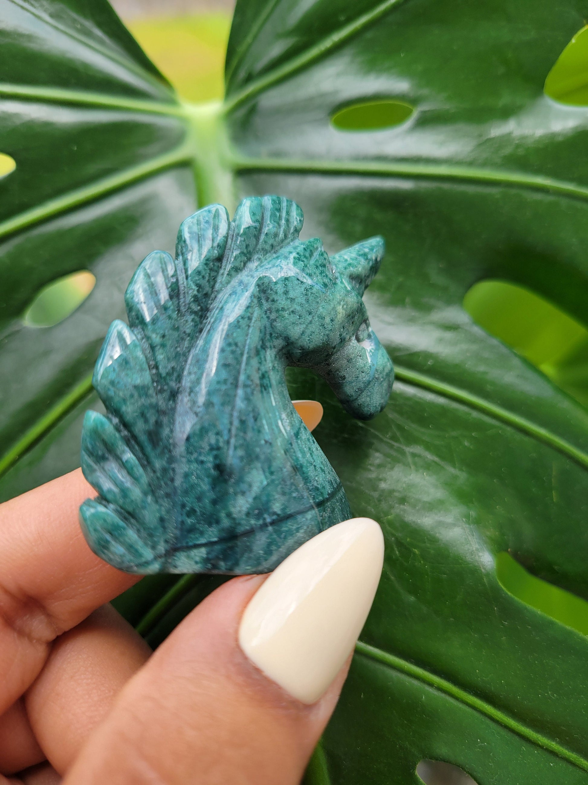 Moss Agate Unicorn Crystal Carving - Crystal Collector - Master Carver - Gift - Luxury Home Decor