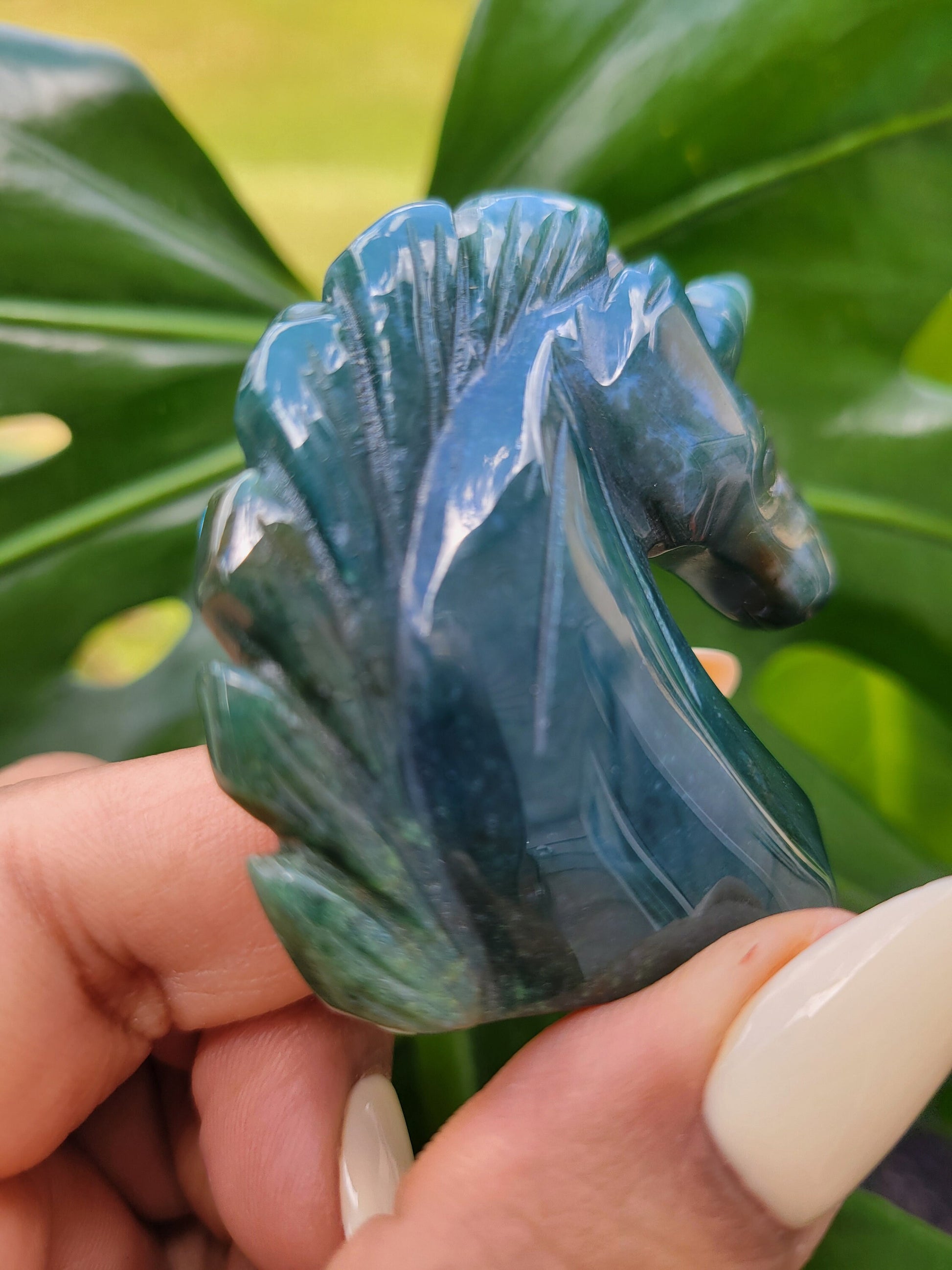 Moss Agate Unicorn Crystal Carving - Crystal Collector - Master Carver - Gift - Luxury Home Decor