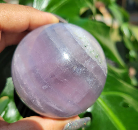 Bicolor Fluorite Sphere | 66mm - 2.6" | 1.1 lbs - 454 grams | Lavender & Green | Crystal Collector | Home Decor | Gift Ideas for you