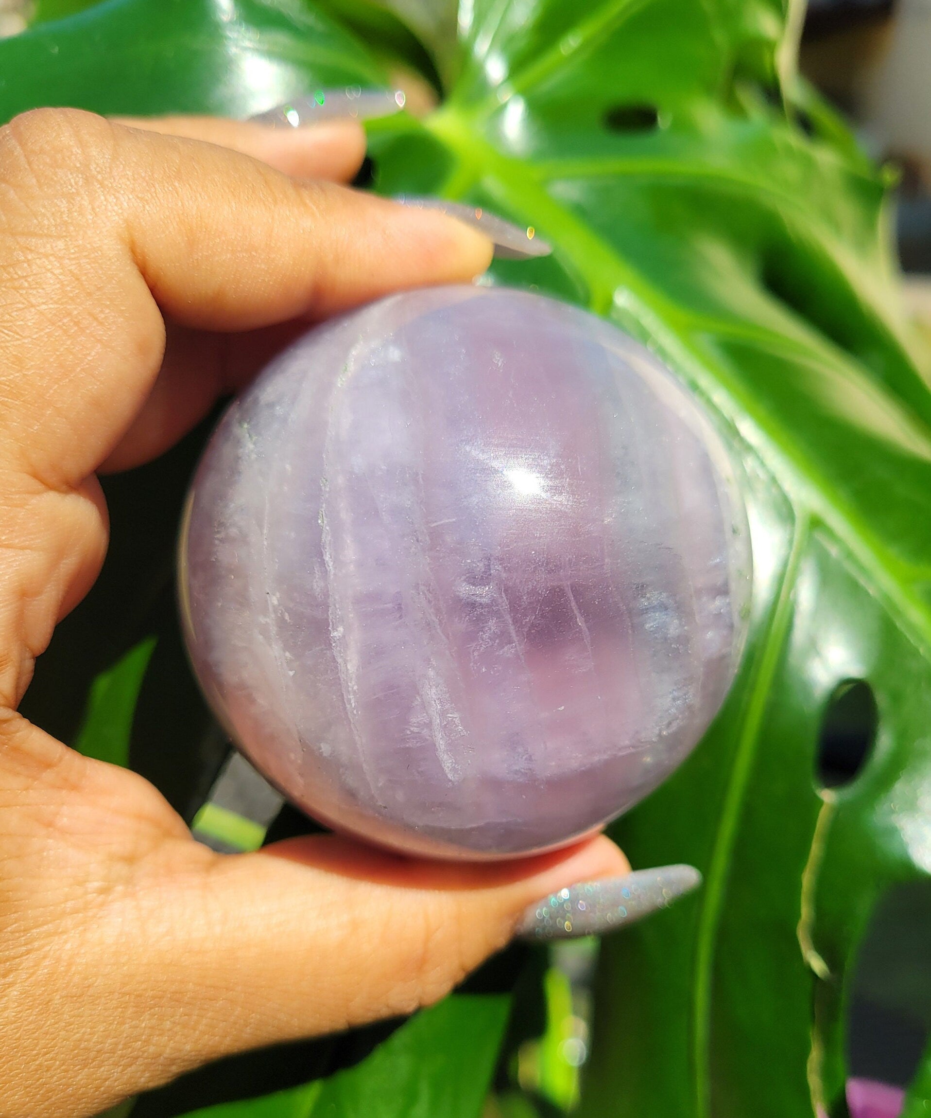 Bicolor Fluorite Sphere | 66mm - 2.6" | 1.1 lbs - 454 grams | Lavender & Green | Crystal Collector | Home Decor | Gift Ideas for you