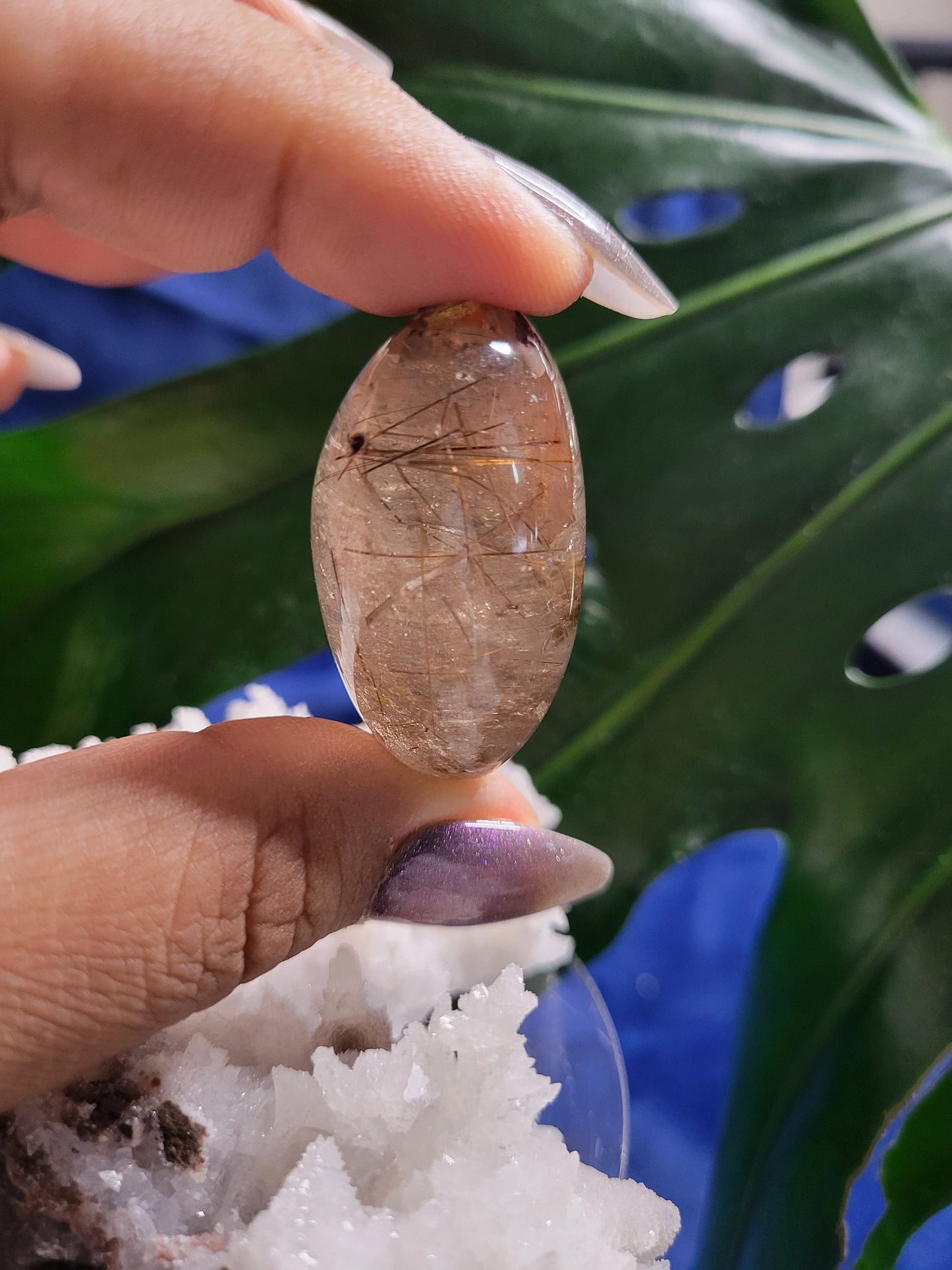 AAA Grade Stunning Angel Lens - Amphibole Quartz from Brazil - Gold Rutile Inclusions - Birthday, Anniversary Gift - Home Decor