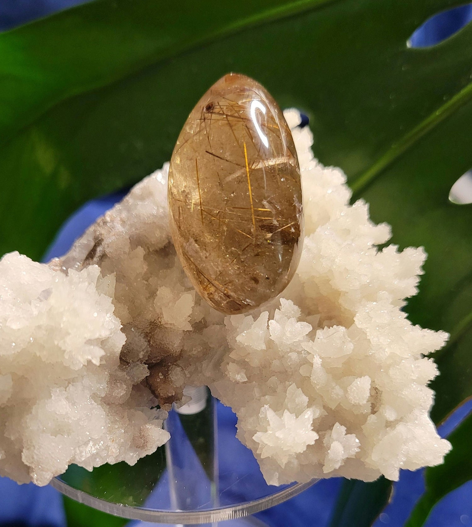 AAA Grade Stunning Angel Lens - Amphibole Quartz from Brazil - Gold Rutile Inclusions - Birthday, Anniversary Gift - Home Decor