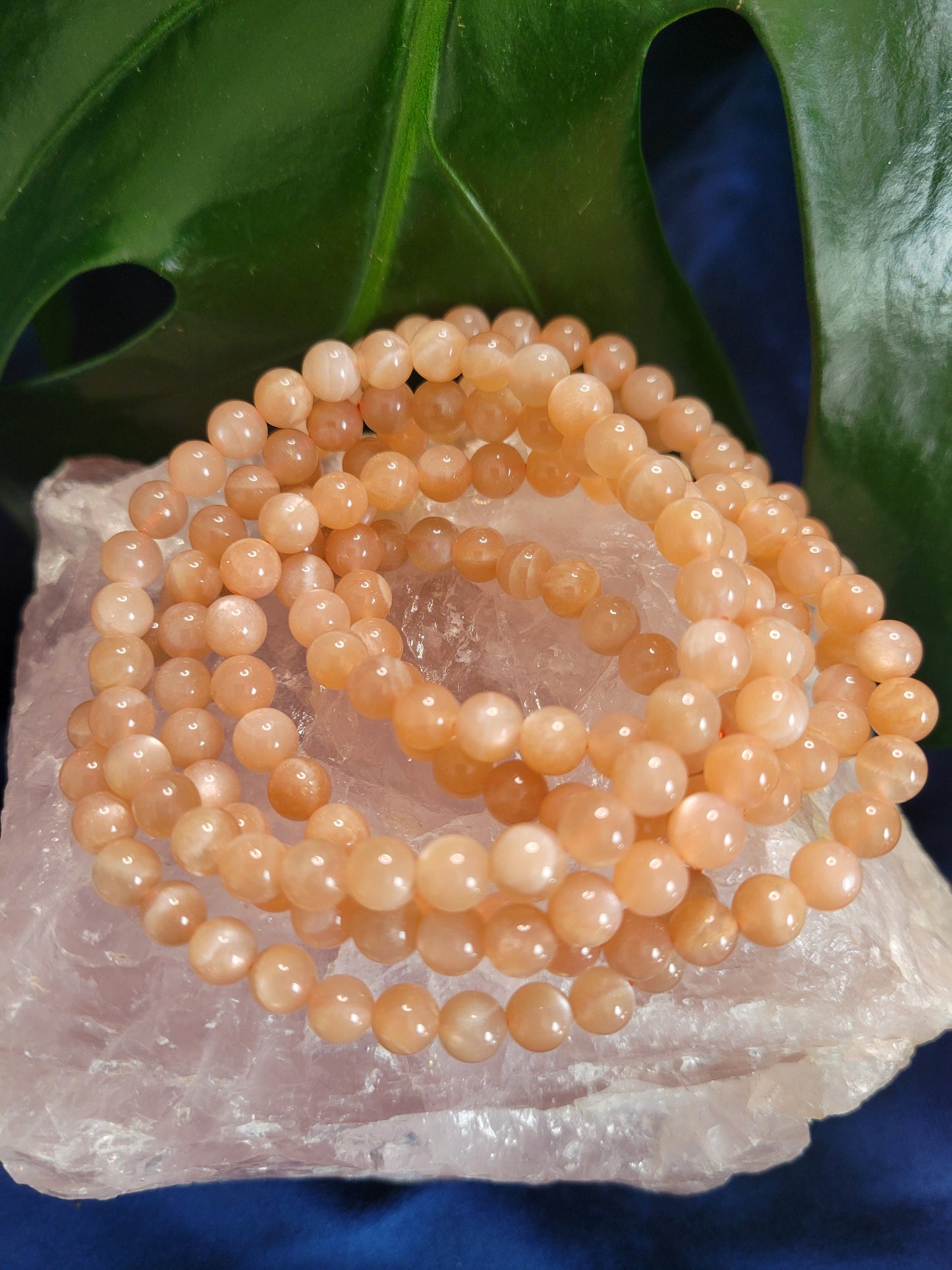 High Quality Crystal Beaded Bracelet - Peach Moonstone Crystal - 6mm Crystal Beads - Jewelry - Accessories - Gift