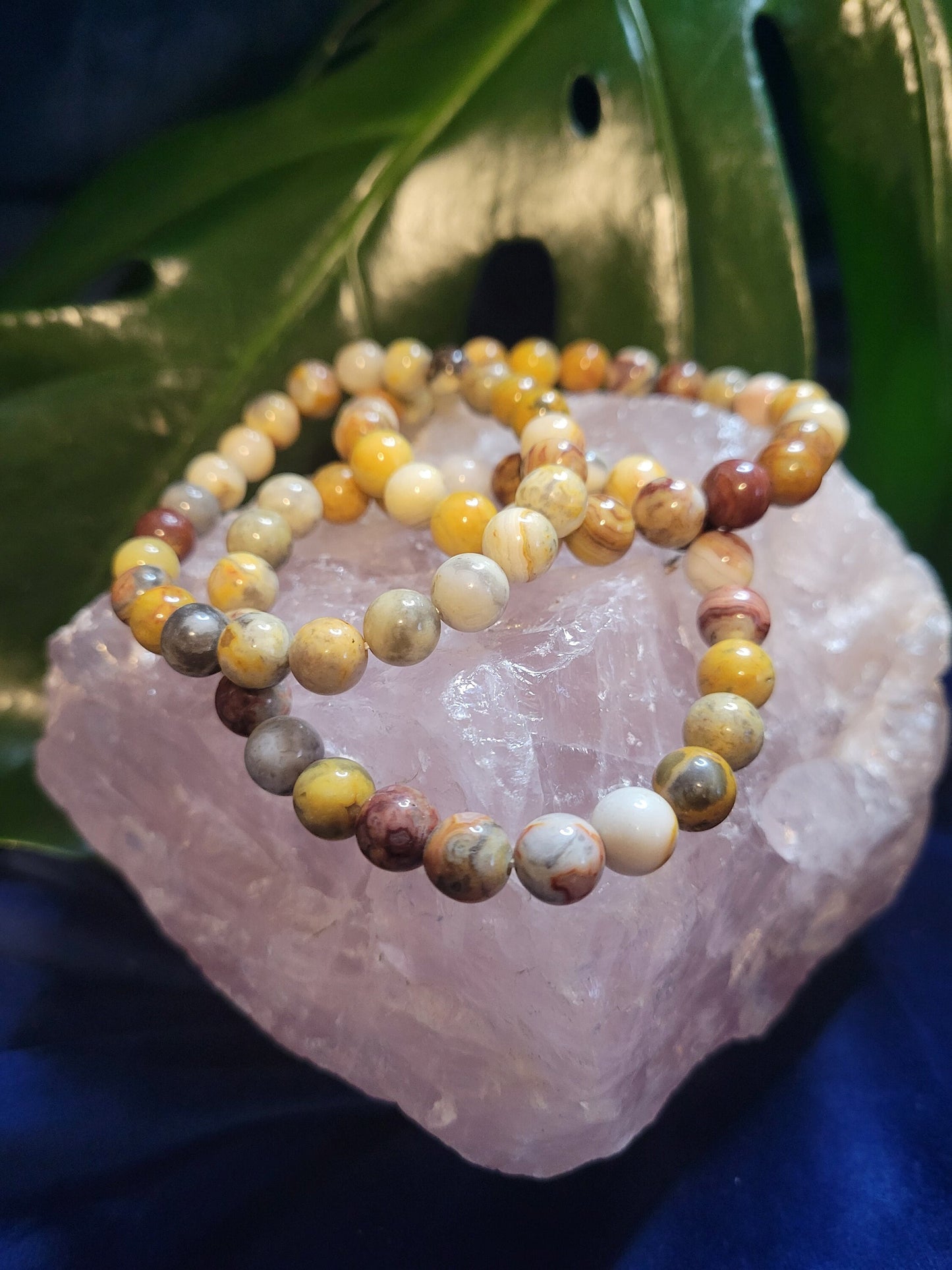 High Quality Crystal Beaded Bracelet - Crazy Lacy Agate Crystal