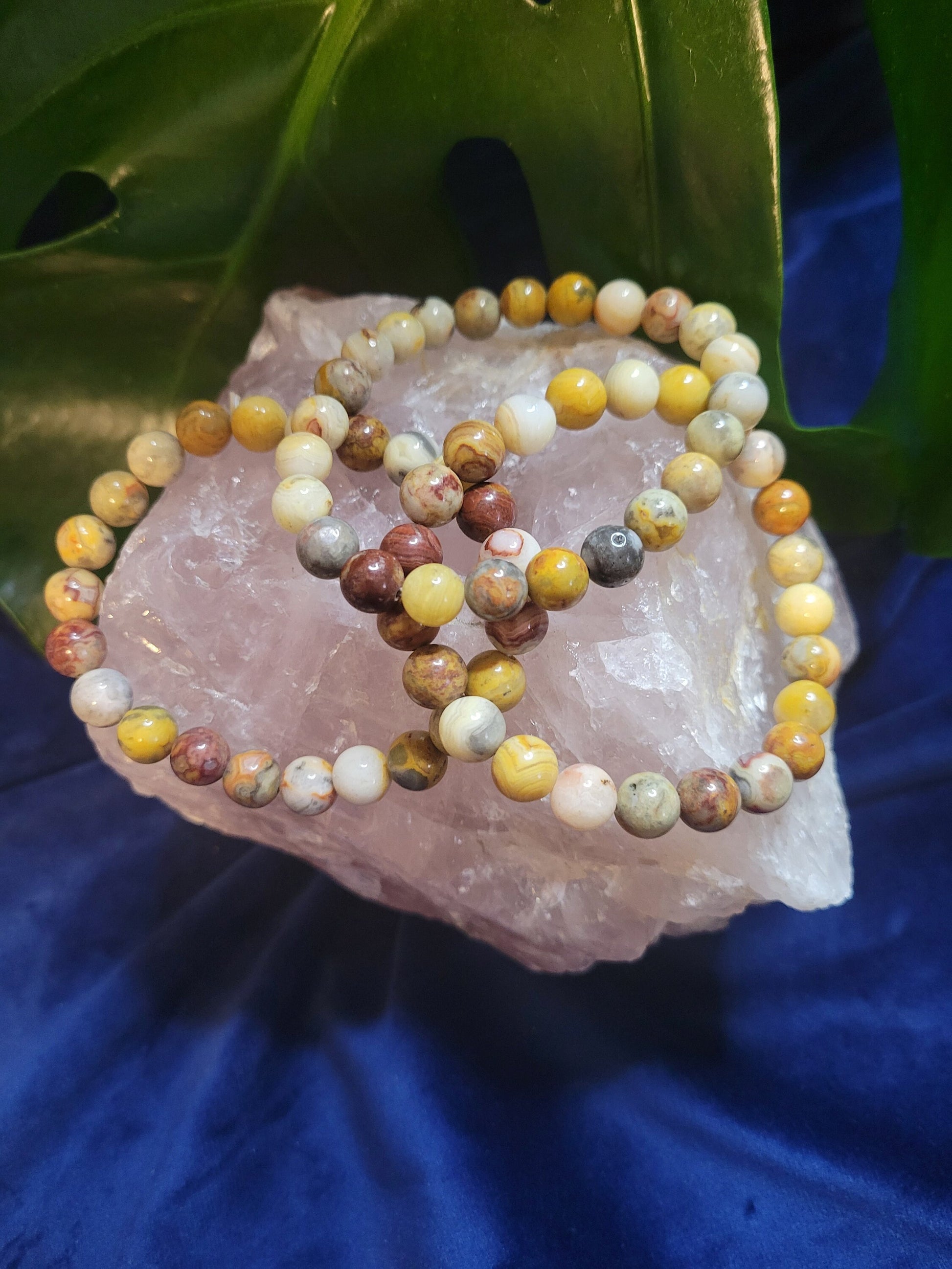 High Quality Crystal Beaded Bracelet - Crazy Lacy Agate Crystal