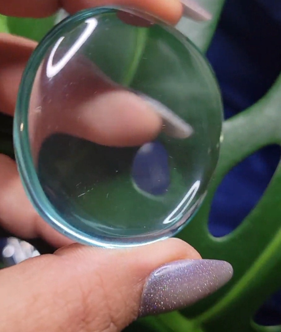 Aqua Obsidian Palm Stone - Volcanic Glass - Grounding & Protection Properties - Home Decor - Crafts - Gift - Intuitively Picked