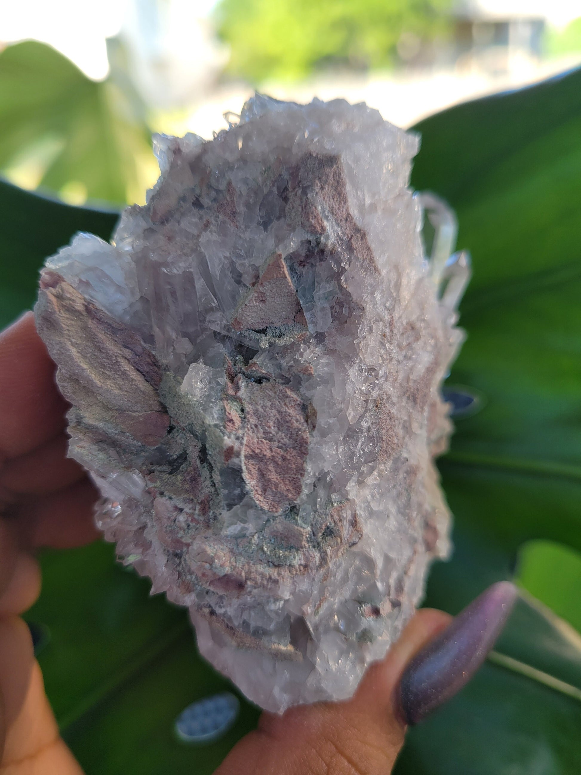 Stunning Pink Lemurian Colombian Quartz Cluster with Chlorite | Crystal Collector |High Quality | Home Decor|Heart Chakra|Love You Gift|Pink
