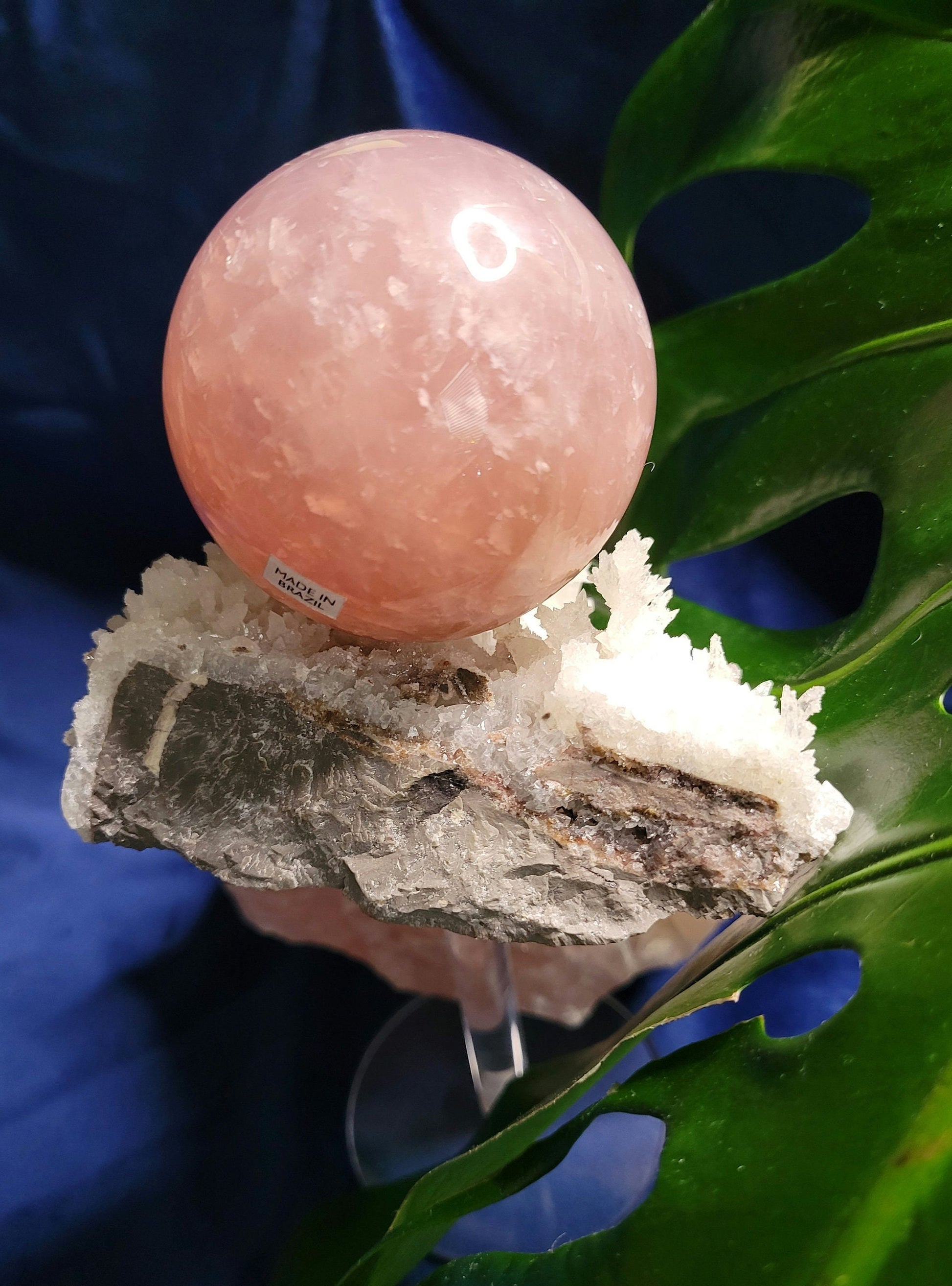 Stunning Gemmy Star Rose Quartz Sphere from Brazil - 62mm - High Quality - Pretty in Pink - Crystal Collector - Home Decor - Gift