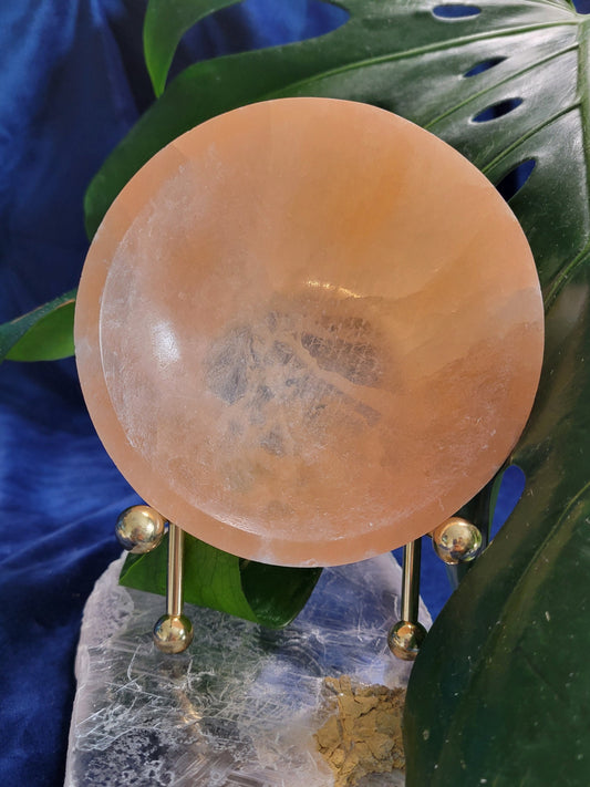 Beautiful Peach Selenite Crystal - Carved Circular Bowl - Cleansing - Charging - Crystal Collector - Gift - Home Decor