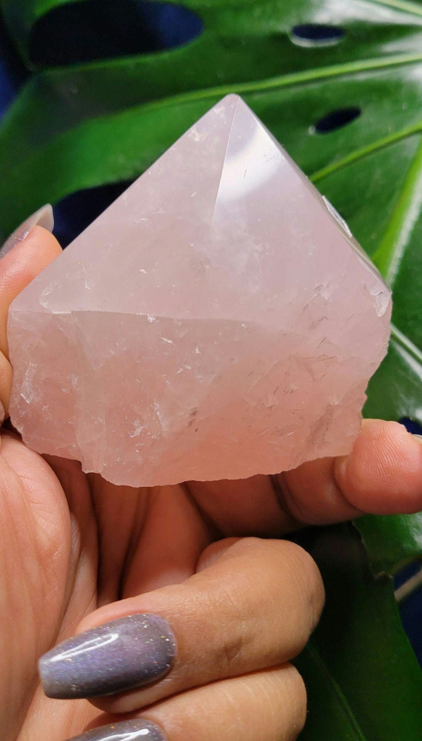 Rose Quartz Point from Brazil | HQ Half Polished 312g | Heart Chakra Meditation Tool | Birthday or Valentines Day Love Gift | Pastel Pink