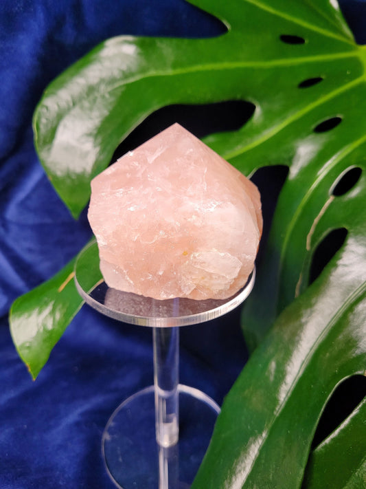 Rose Quartz Point from Brazil | HQ Half Polished 303g | Heart Chakra Meditation Tool | Birthday or Valentines Day Love Gift | Pastel Pink