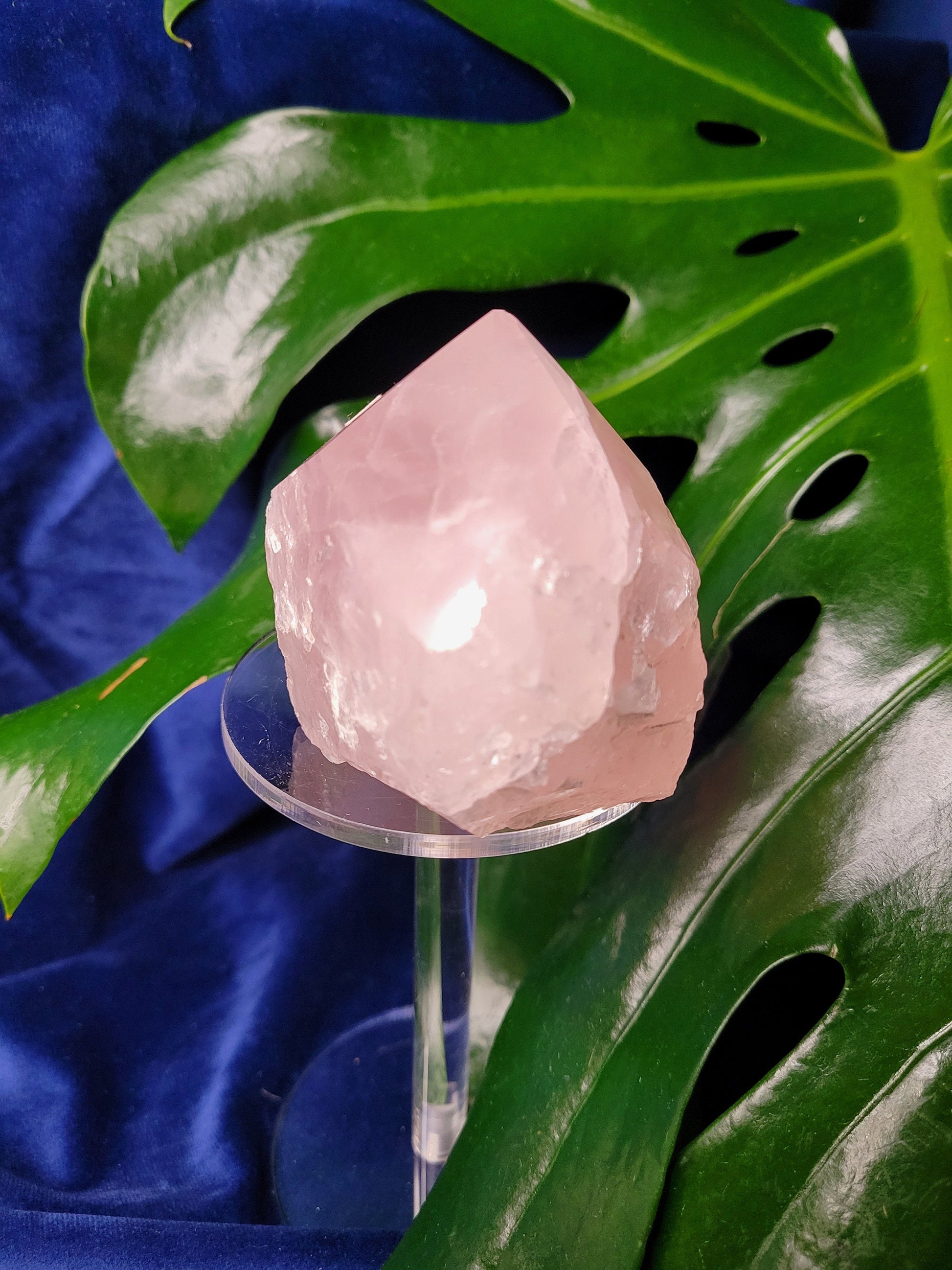 Rose Quartz Point from Brazil | HQ Half Polished 309g | Heart Chakra Meditation Tool | Birthday or Valentines Day Love Gift | Pastel Pink