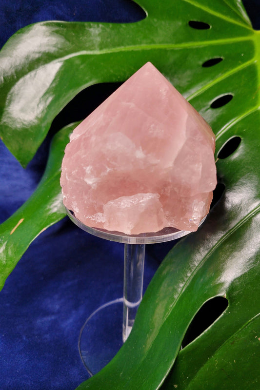 Rose Quartz Point from Brazil | HQ Half Polished 303g | Heart Chakra Meditation Tool | Birthday or Valentines Day Love Gift | Pastel Pink