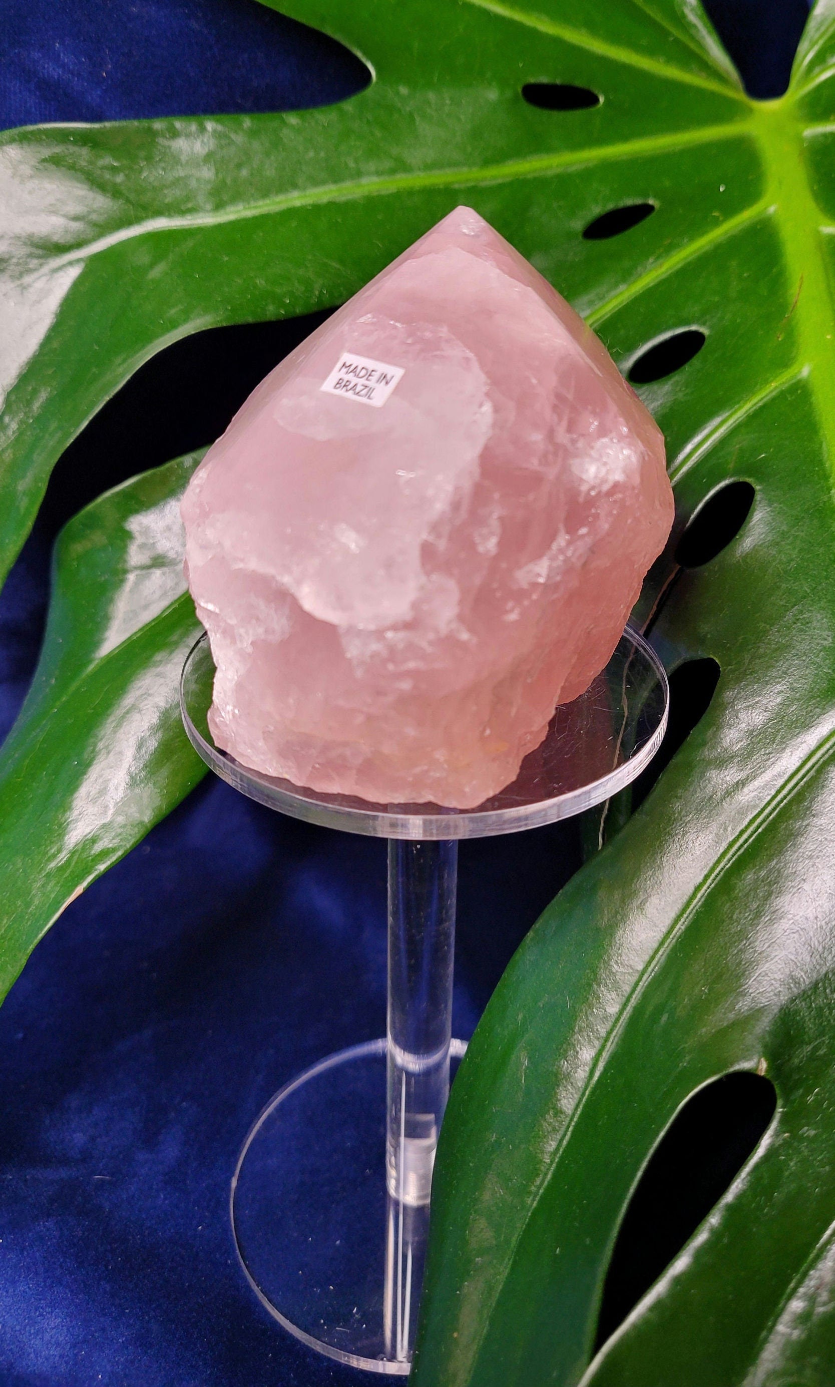 Rose Quartz Point from Brazil | HQ Half Polished 391g | Heart Chakra Meditation Tool | Birthday or Valentines Day Love Gift | Pastel Pink