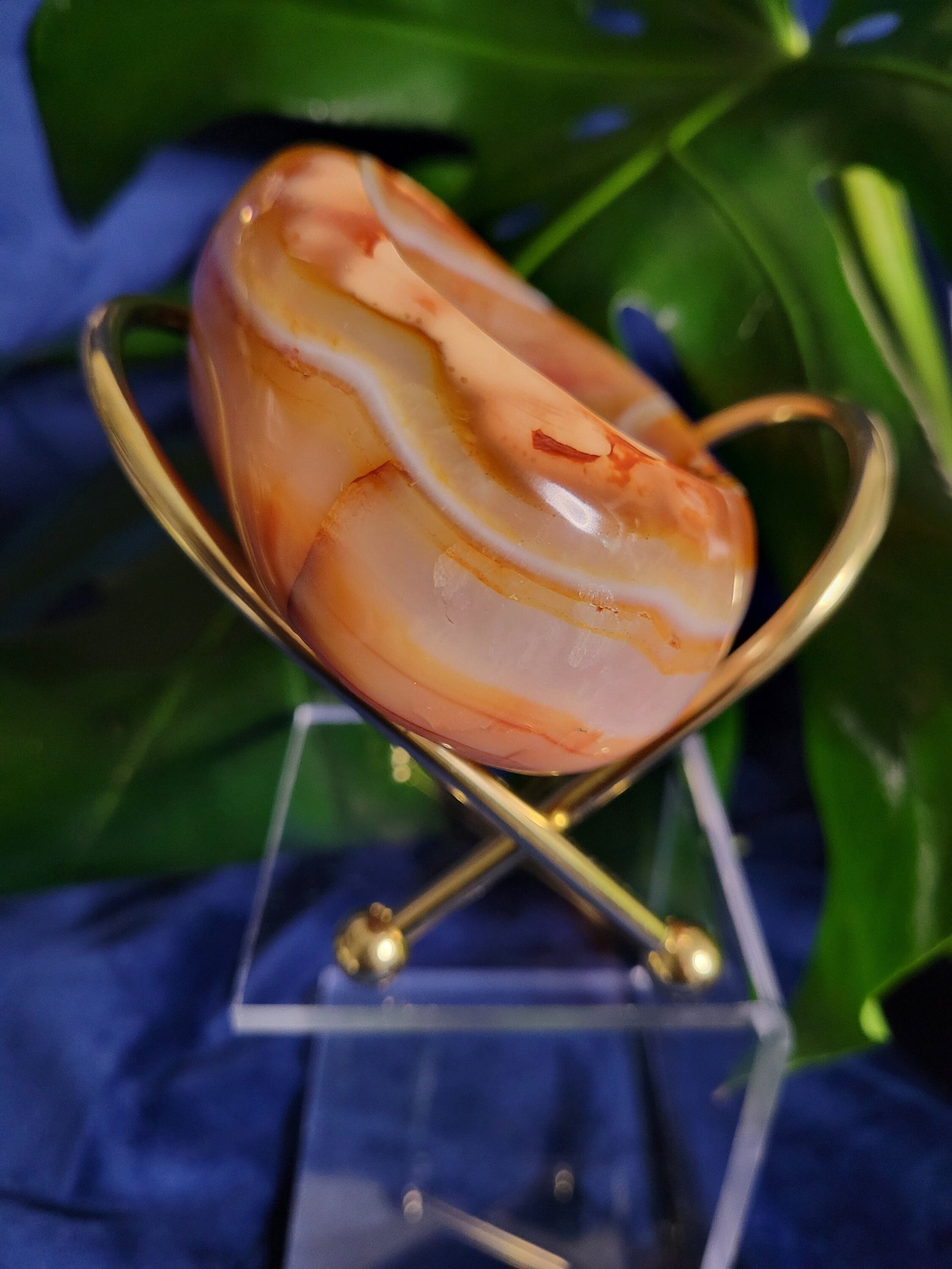 High Quality Druzy Carnelian and Orca Agate Crystal Bowl - Jewelry Accessories - Crystal Collector - Home Decor - Gift