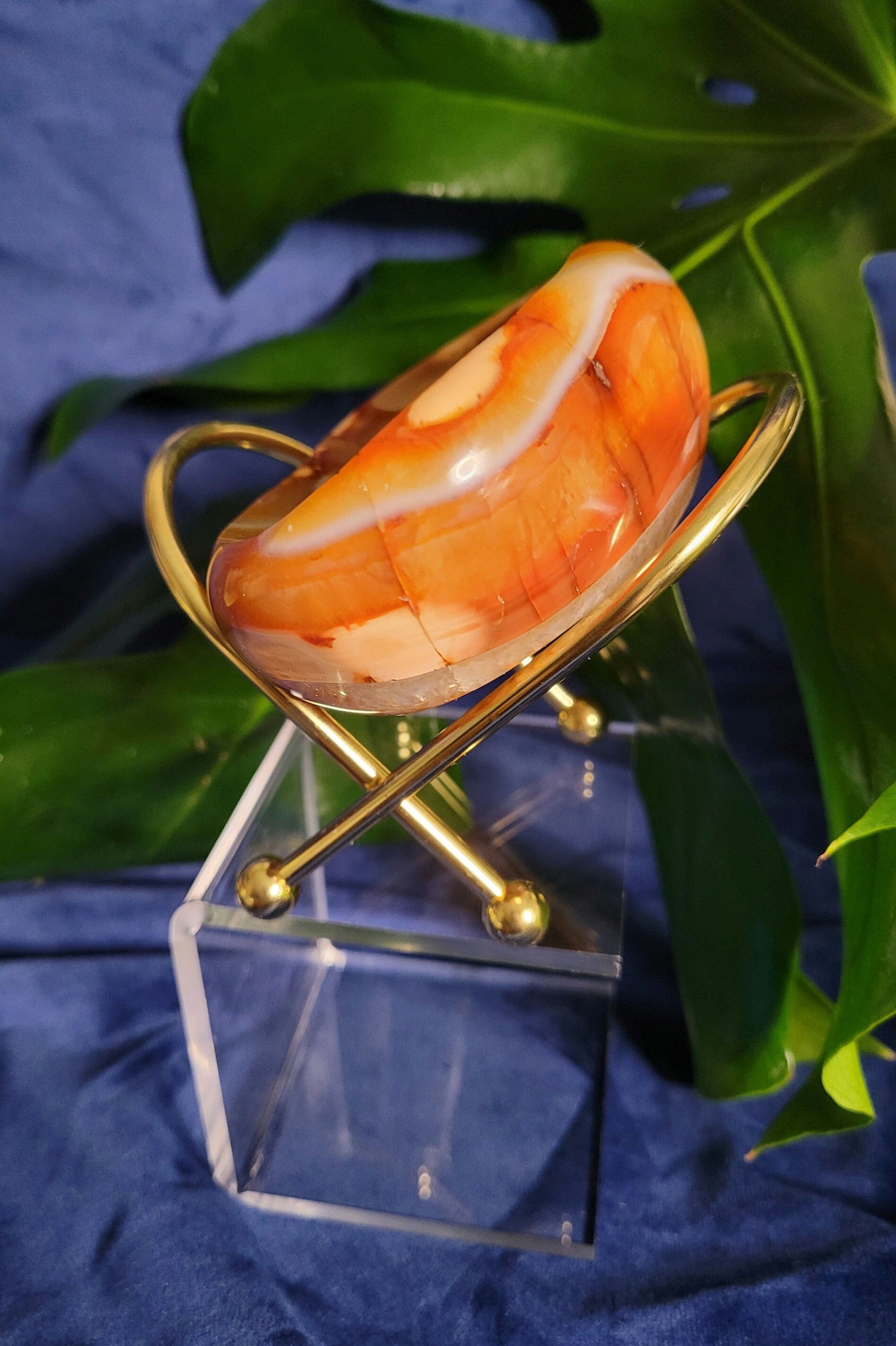 High Quality Druzy Carnelian and Orca Agate Crystal Bowl - Jewelry Accessories - Crystal Collector - Home Decor - Gift