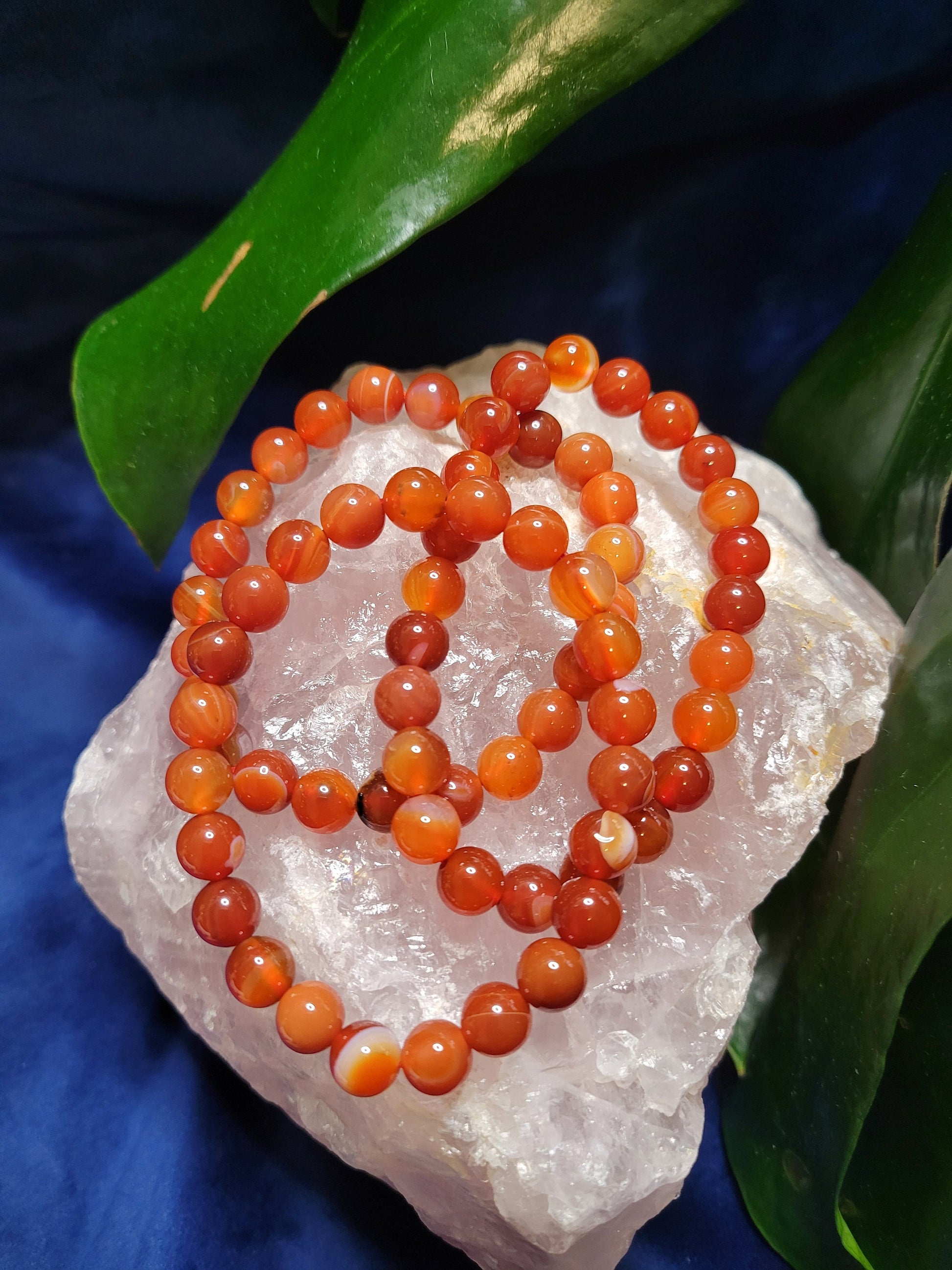 High Quality Crystal Beaded Bracelet - Carnelian Agate Crystal - 8mm Crystal Beads - Jewelry - Accessories - Gift