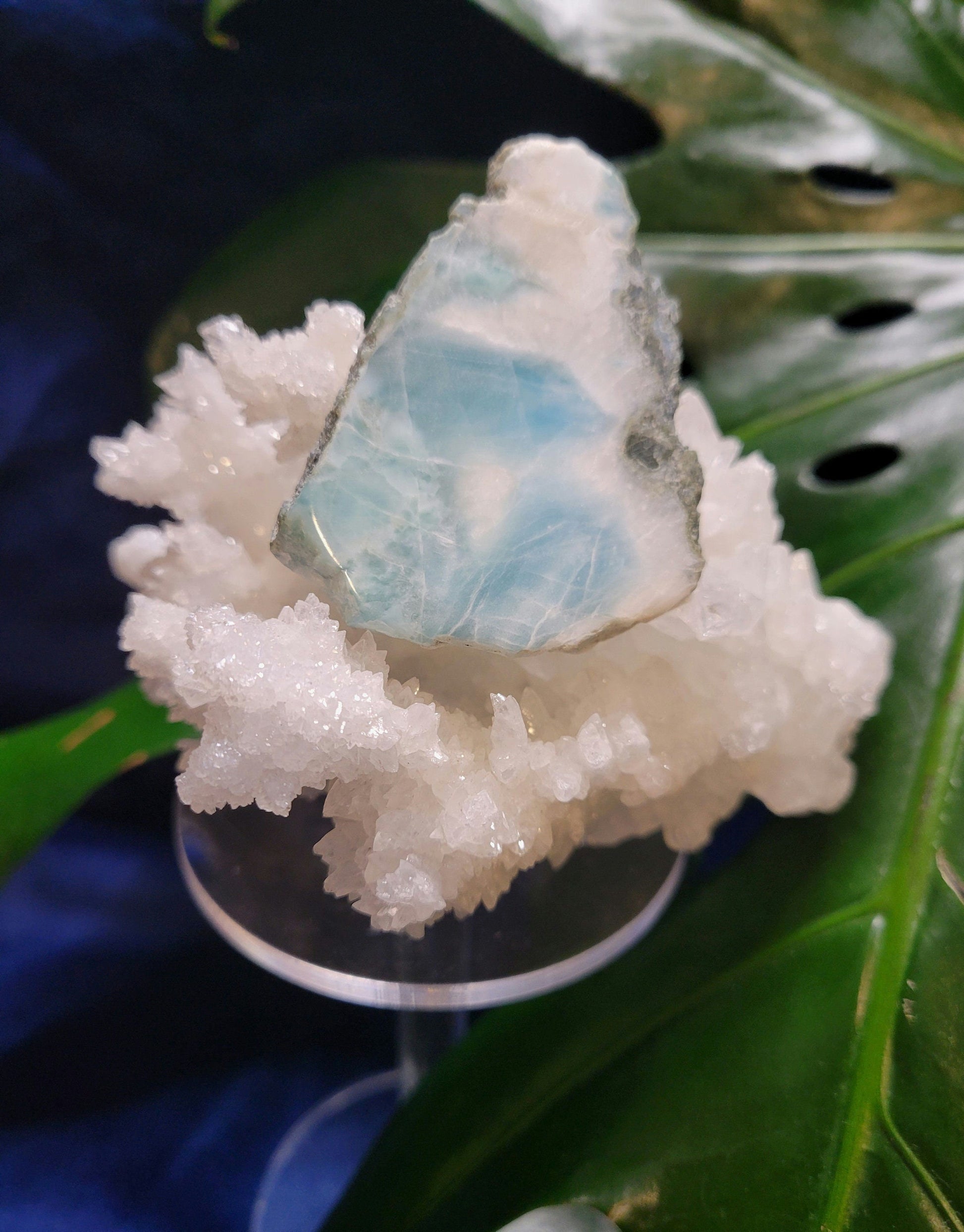 Gorgeous Larimar Crystal Slab - Dominican Republic - Blue - White - Ocean - Crystal Collector - Home Decor - Anniversary - Birthday - Gift