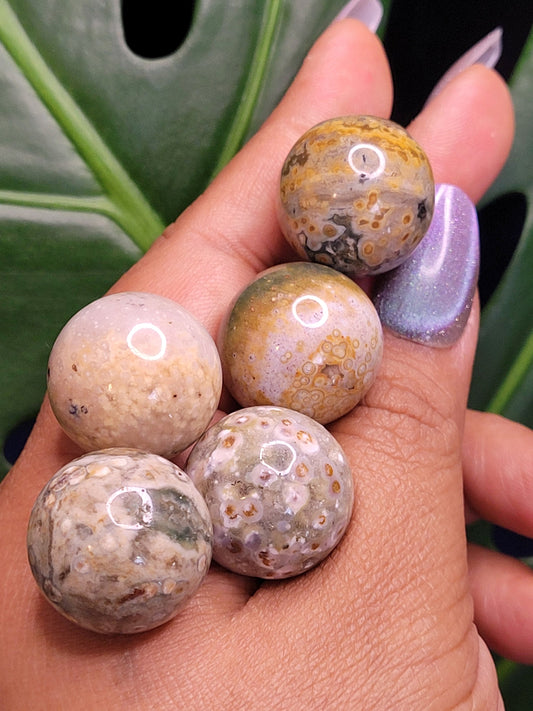Orbicular Ocean Jasper 6th Vein Small Spheres from Madagascar - 21mm - Birthday - Anniversary - Accessories - Love - Gift