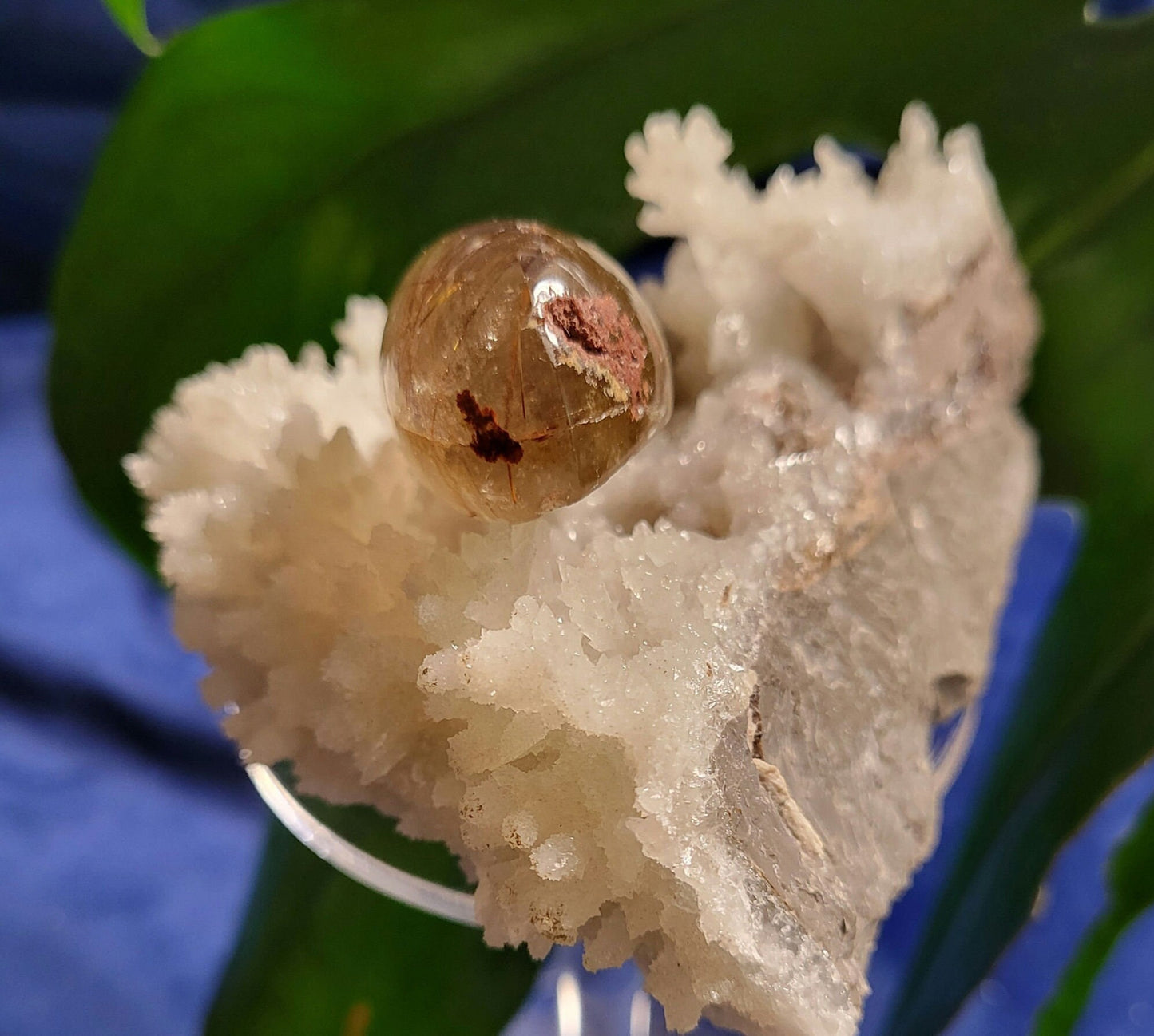 AAA Grade Stunning Angel Lens - Amphibole Quartz from Brazil - Gold Rutile Inclusions - Birthday, Anniversary Gift - Home Decor