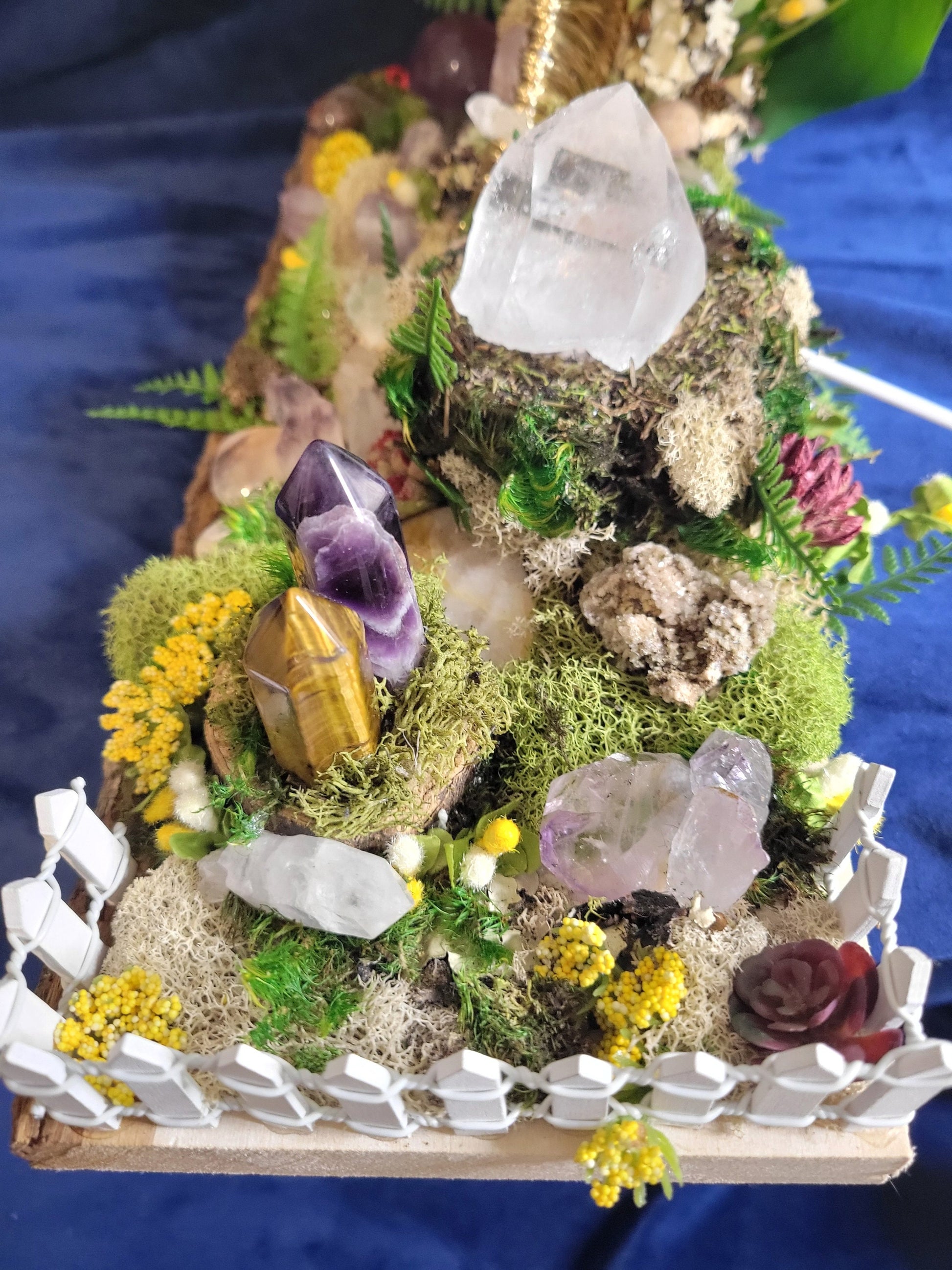 Mystical Luna-Handmade Custom Enchanted Crystal Forest-LED Stand-Crystal Sphere, Tower, Mushrooms, Stars,Magical, Love, 2.4lbs-Handmade-Gift