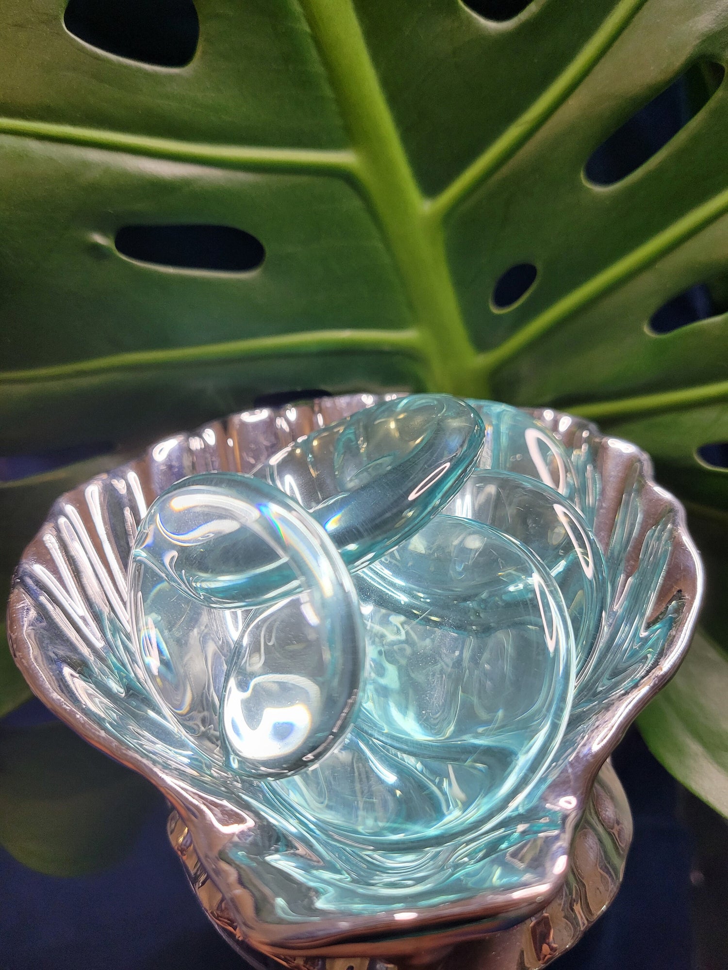 Aqua Obsidian Palm Stone - Volcanic Glass - Grounding & Protection Properties - Home Decor - Crafts - Gift - Intuitively Picked
