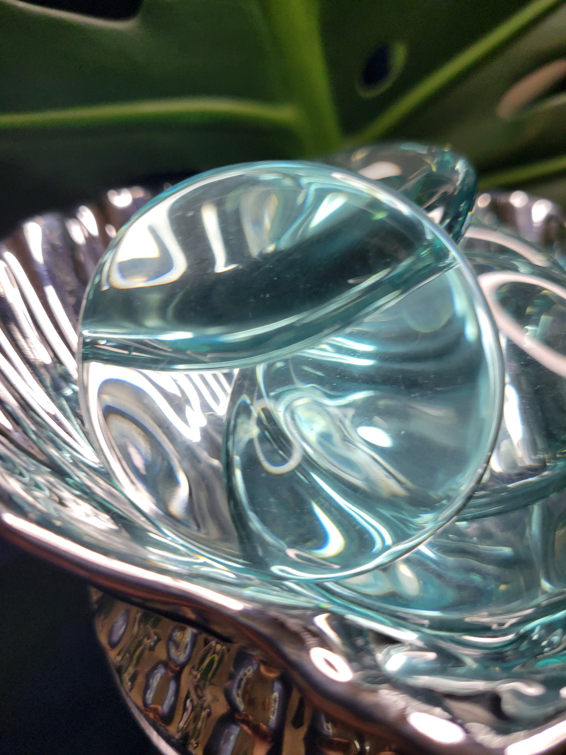 Aqua Obsidian Palm Stone - Volcanic Glass - Grounding & Protection Properties - Home Decor - Crafts - Gift - Intuitively Picked