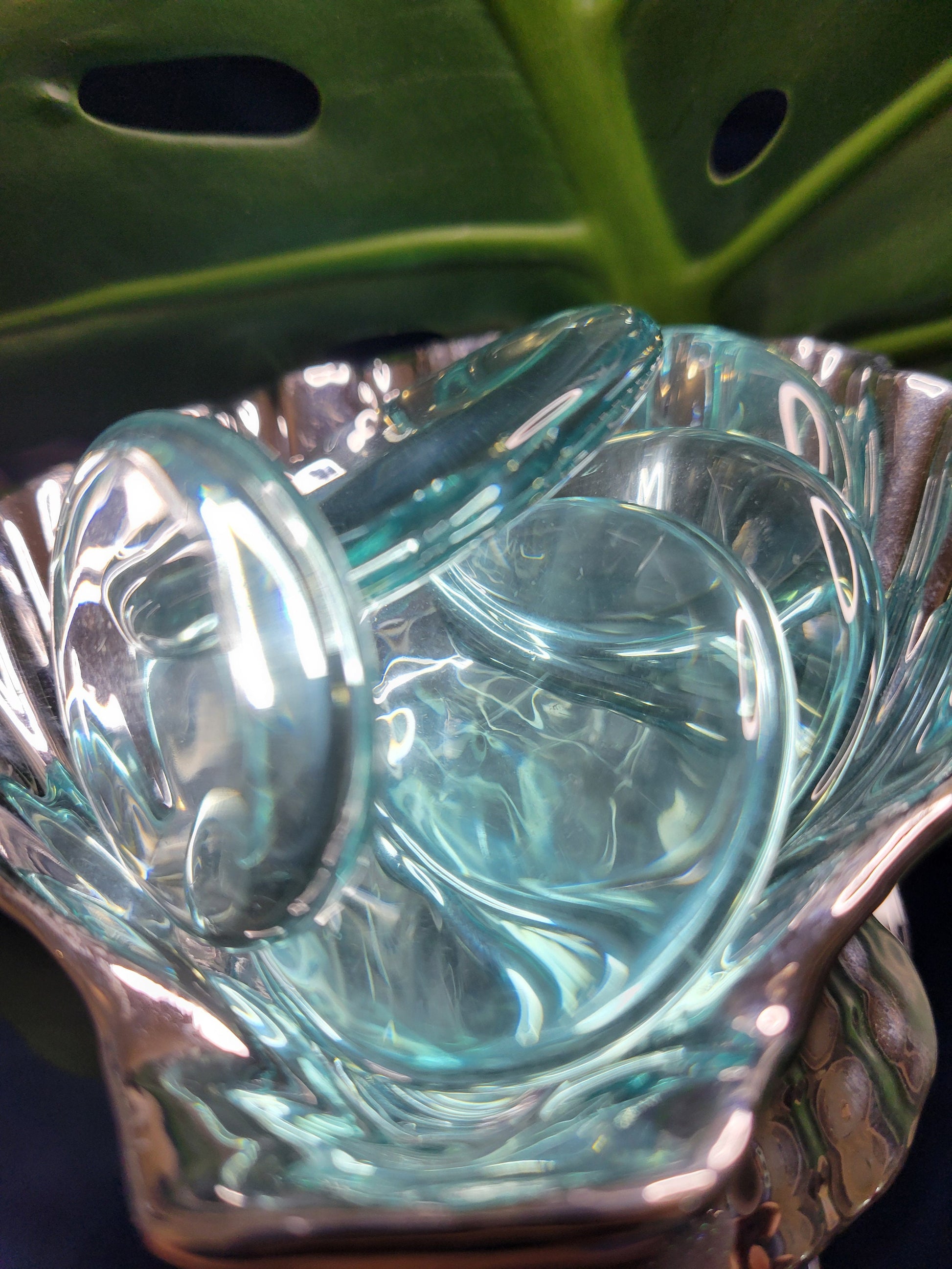 Aqua Obsidian Palm Stone - Volcanic Glass - Grounding & Protection Properties - Home Decor - Crafts - Gift - Intuitively Picked