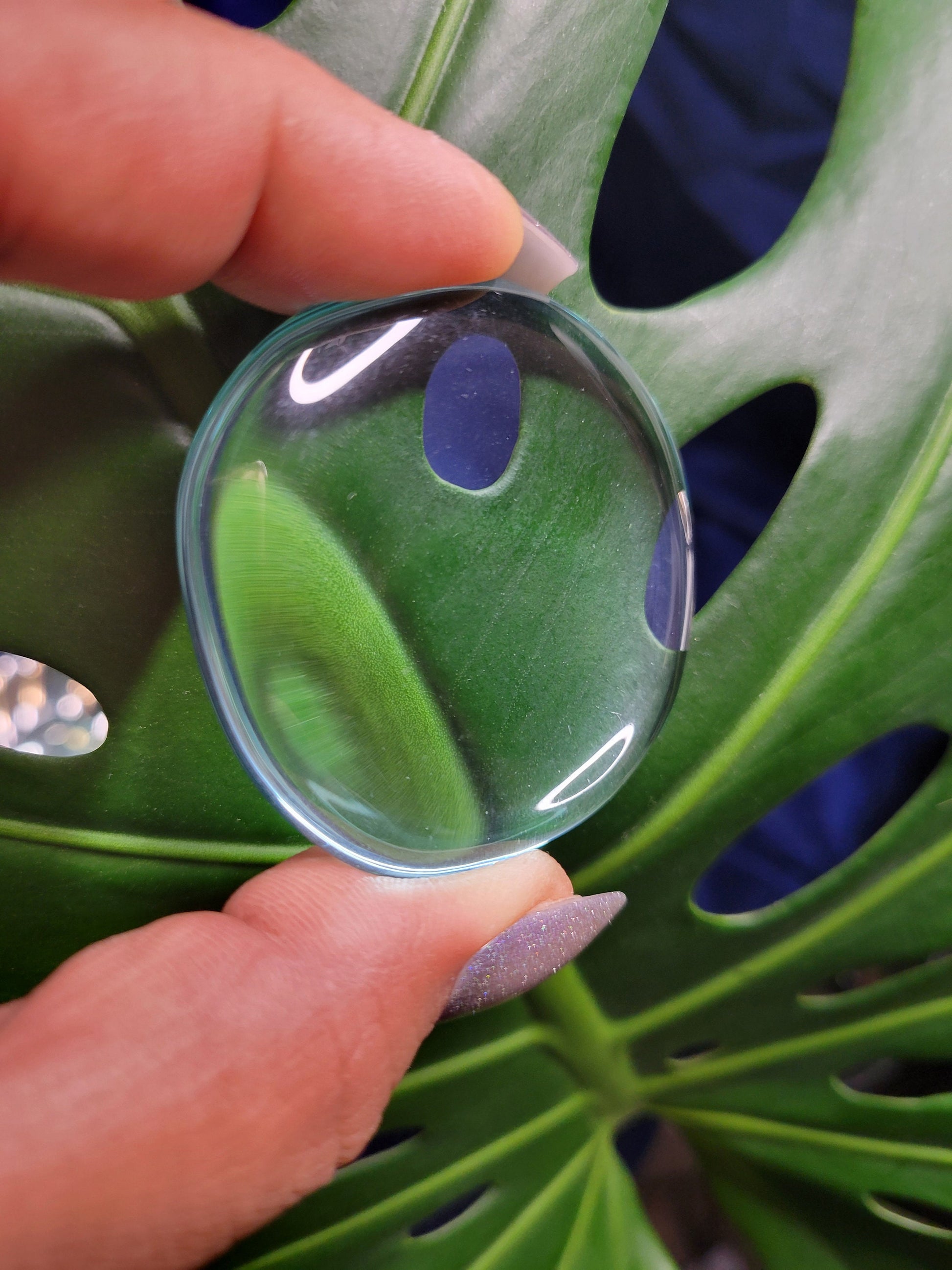 Aqua Obsidian Palm Stone - Volcanic Glass - Grounding & Protection Properties - Home Decor - Crafts - Gift - Intuitively Picked