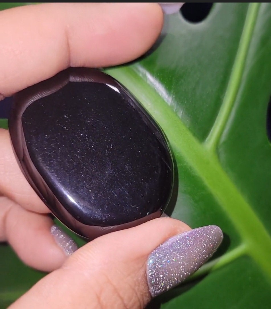 Black Obsidian Palm Stone - Volcanic Glass - Grounding & Protection Properties - Home Decor - Crafts - Gift - Intuitively Picked