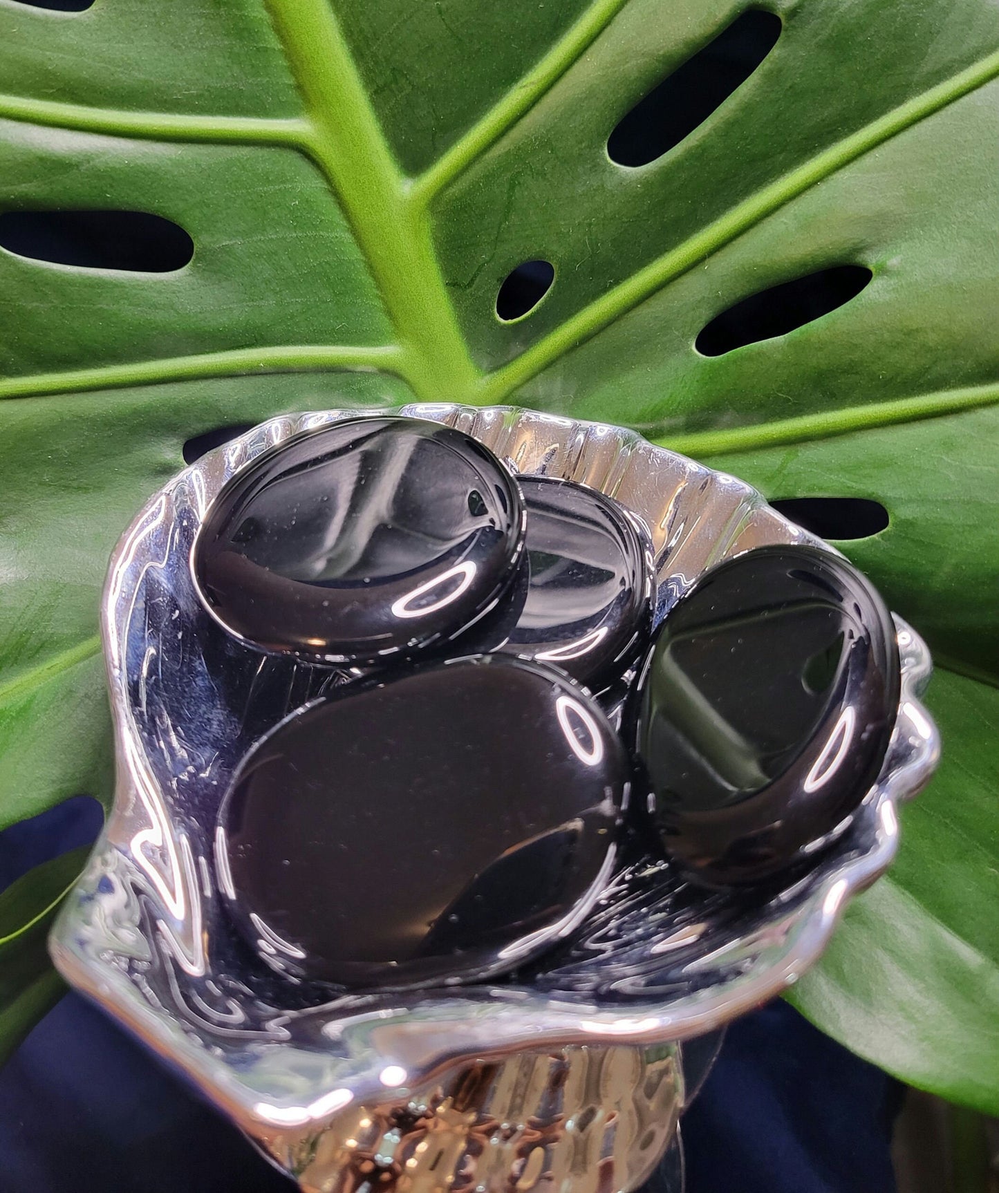 Black Obsidian Palm Stone - Volcanic Glass - Grounding & Protection Properties - Home Decor - Crafts - Gift - Intuitively Picked
