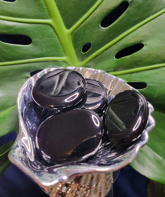 Black Obsidian Palm Stone - Volcanic Glass - Grounding & Protection Properties - Home Decor - Crafts - Gift - Intuitively Picked