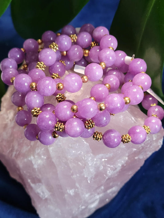 Beautiful 10mm Authentic Lavender Jade Bracelet-Uniquely Handmade-Wedding Anniversary Birthday Christmas Gift-Abundance Compassion Harmony
