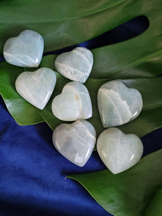 Moonstone Hearts | Your Pick | Birthday Anniversary Valentines Day Love Gift Ideas | Home Decor | Crystal Collector | Garnierite | Green