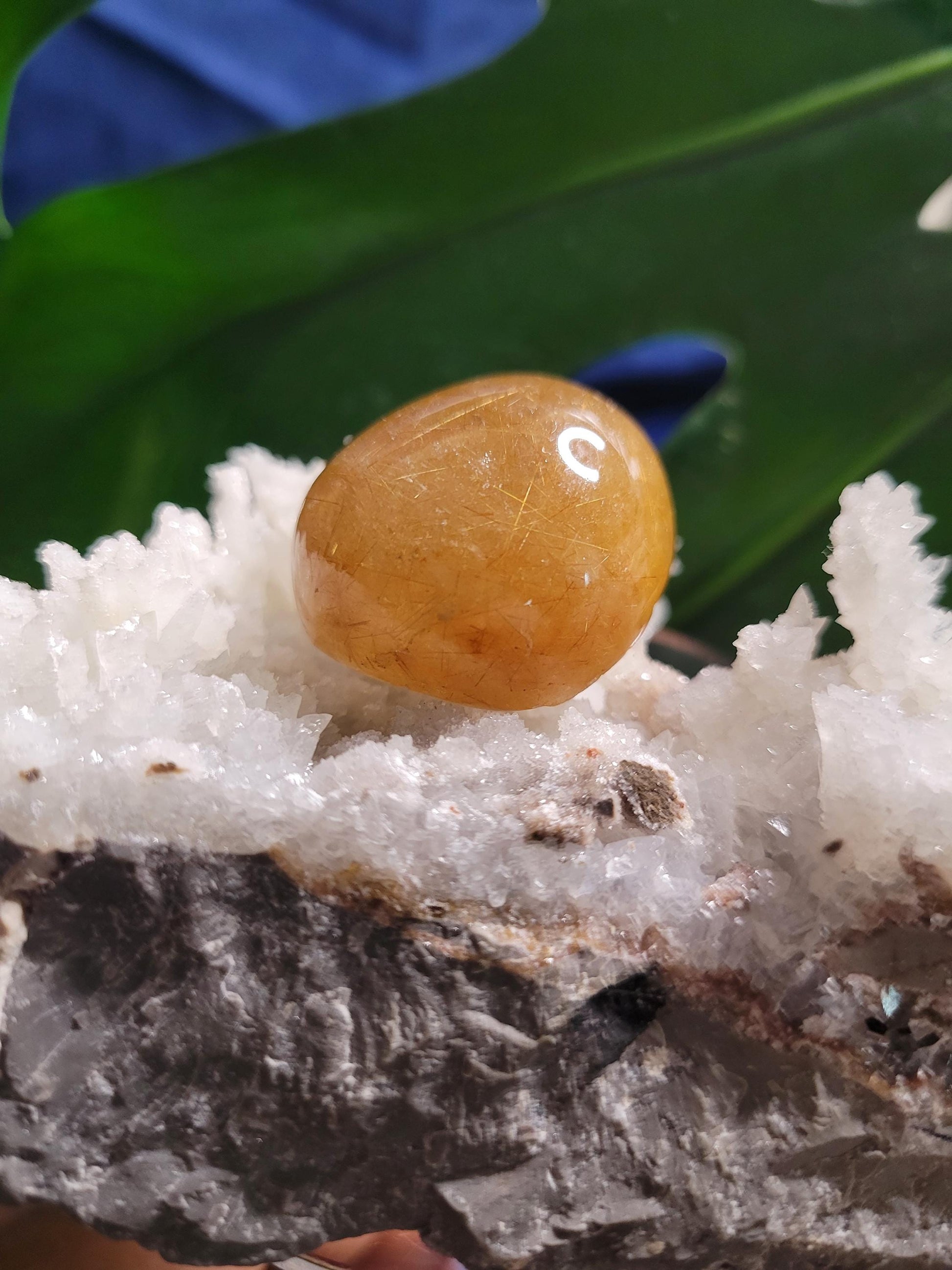 AAA Grade Stunning Angel Lens - Amphibole Quartz from Brazil - Gold Rutile Inclusions - Birthday, Anniversary Gift - Home Decor - 28 grams