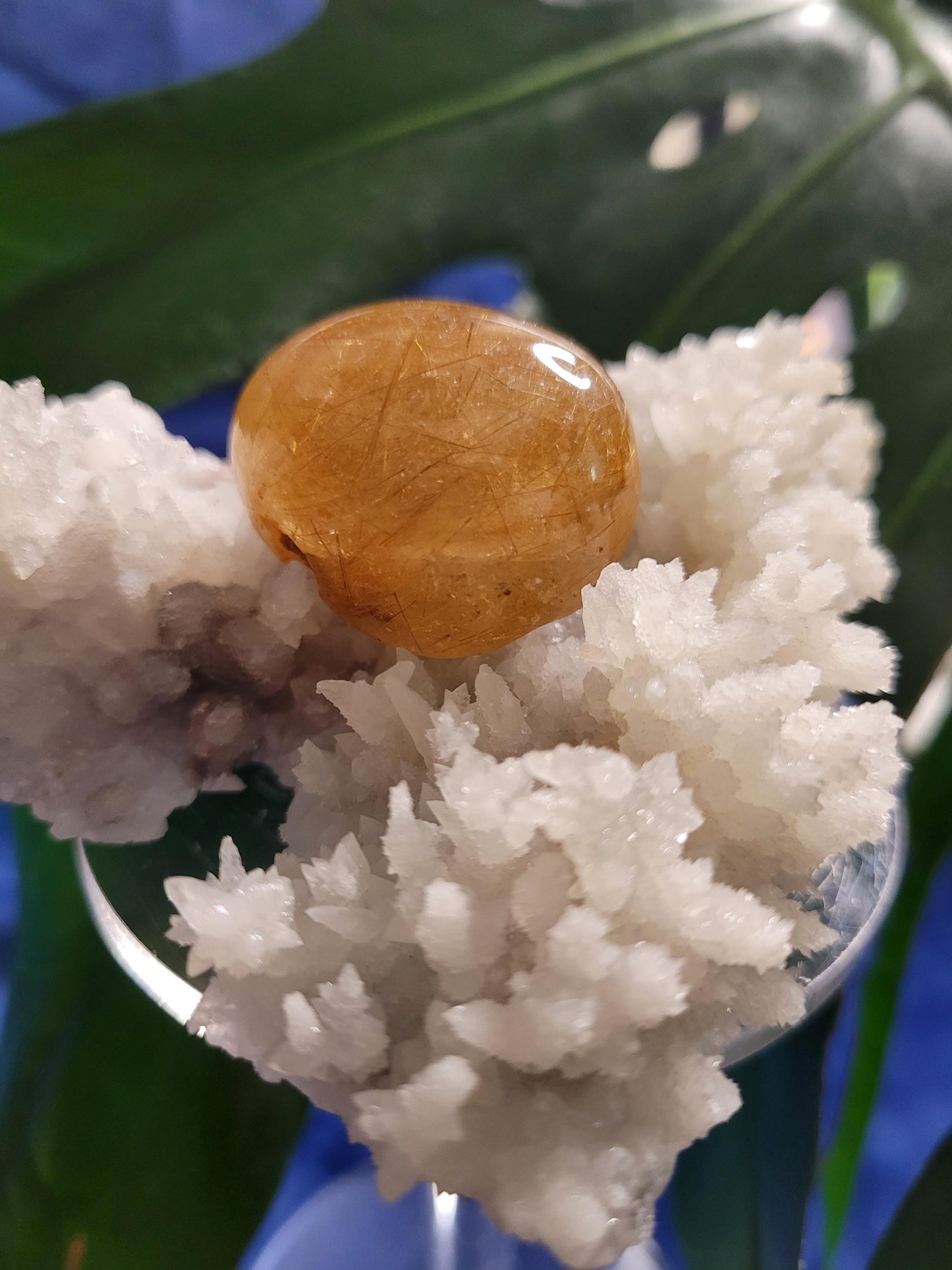 AAA Grade Stunning Angel Lens - Amphibole Quartz from Brazil - Gold Rutile Inclusions - Birthday, Anniversary Gift - Home Decor - 28 grams