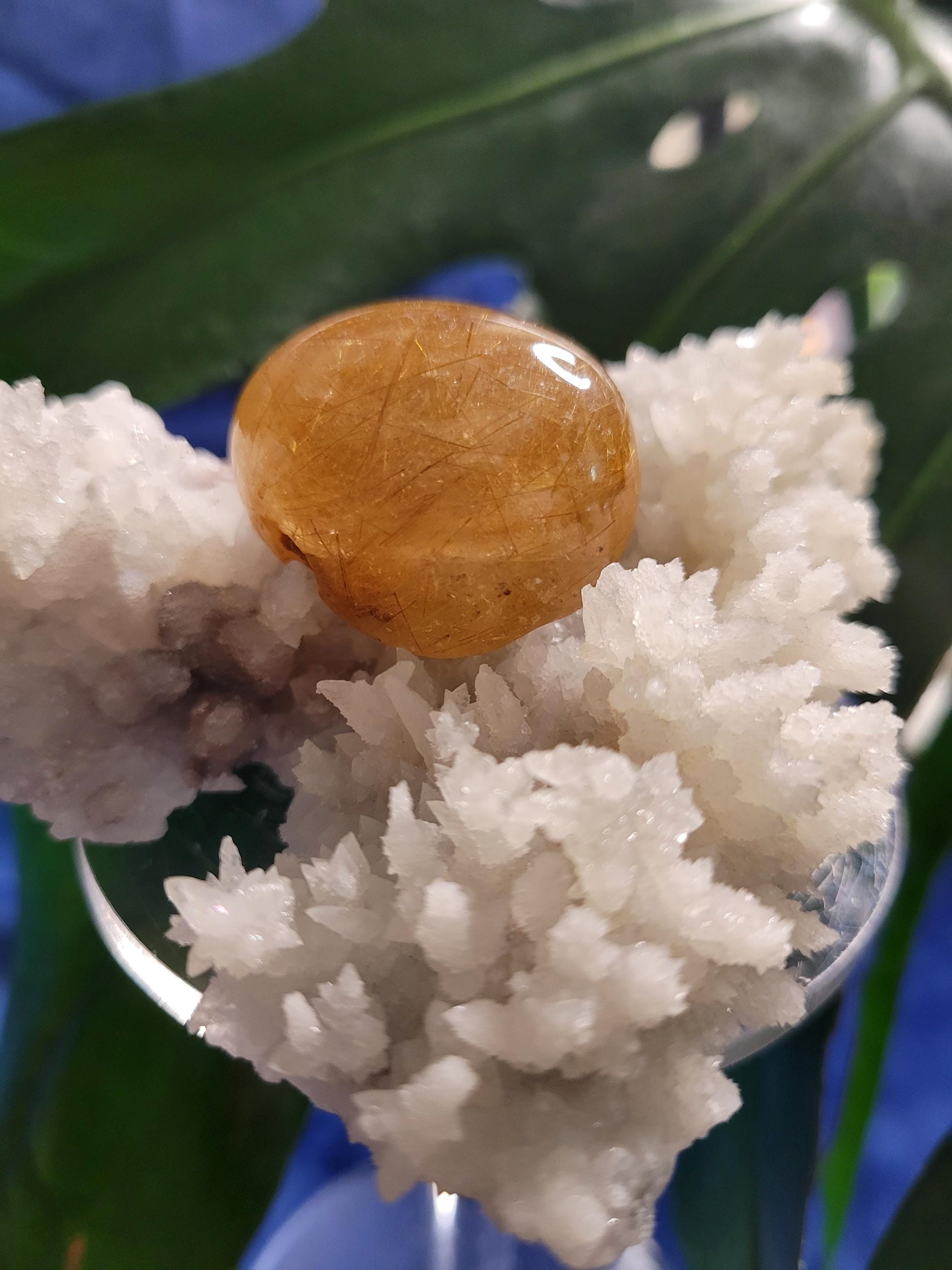 AAA Grade Stunning Angel Lens - Amphibole Quartz from Brazil - Gold Rutile Inclusions - Birthday, Anniversary Gift - Home Decor - 28 grams