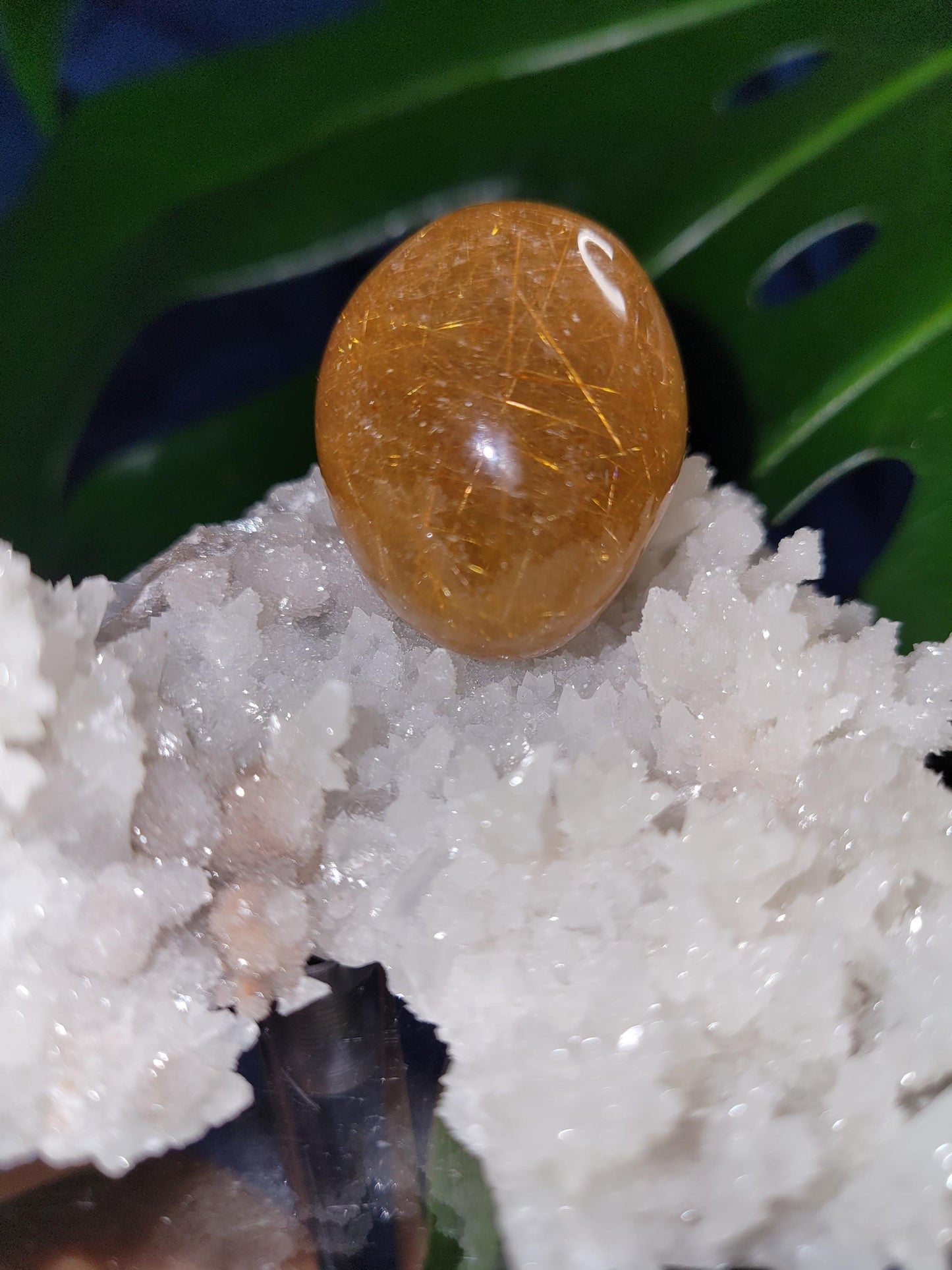 AAA Grade Stunning Angel Lens - Amphibole Quartz from Brazil - Gold Rutile Inclusions - Birthday, Anniversary Gift - Home Decor - 28 grams