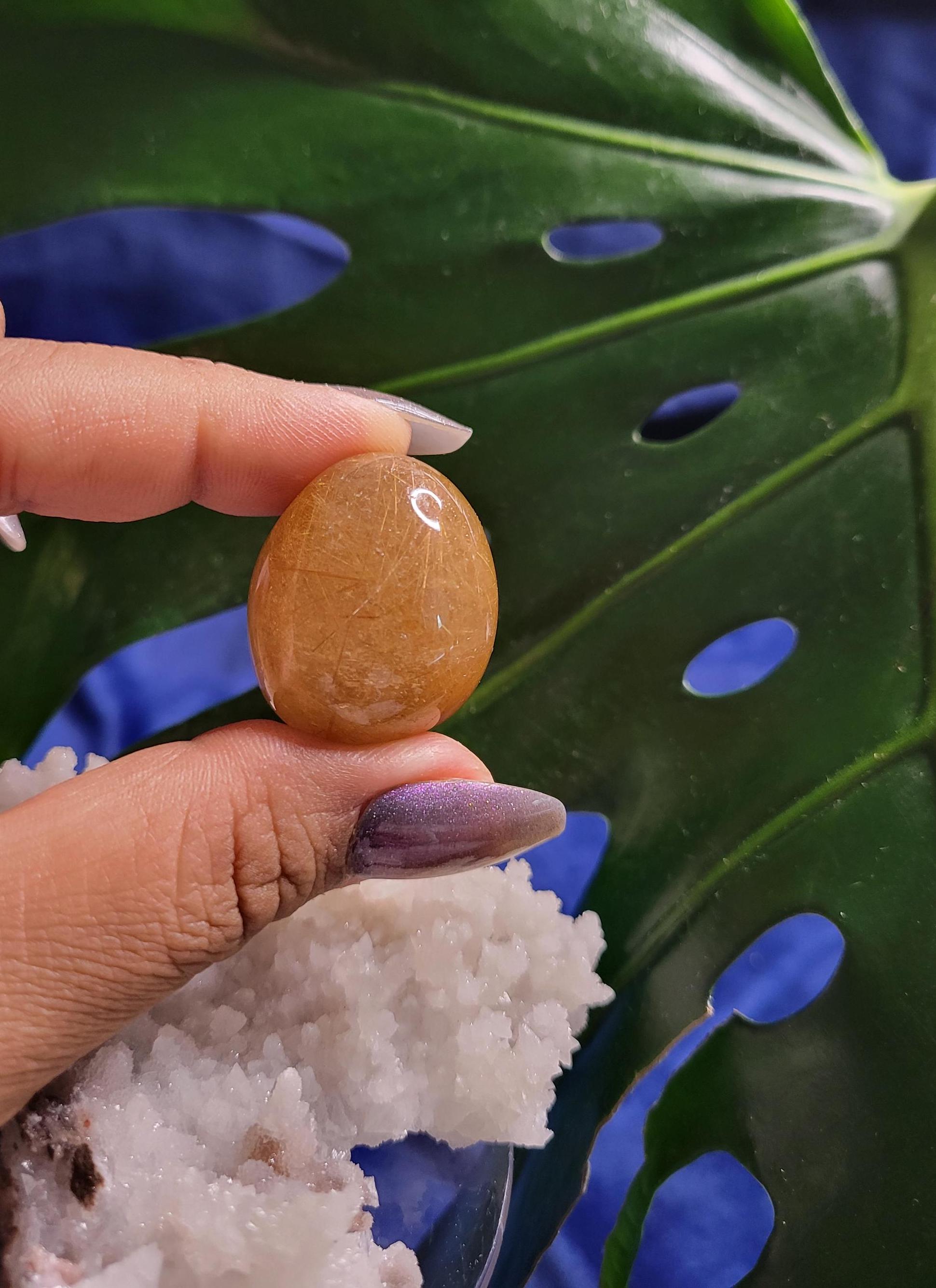 AAA Grade Stunning Angel Lens - Amphibole Quartz from Brazil - Gold Rutile Inclusions - Birthday, Anniversary Gift - Home Decor - 28 grams