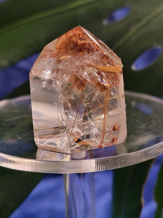 AAA Grade Stunning Clear Quartz from Brazil-Lodolite, Red & Gold Rutilated Amphibole Crystal Rare Collectors Piece-Home Decor-Gift-34 grams