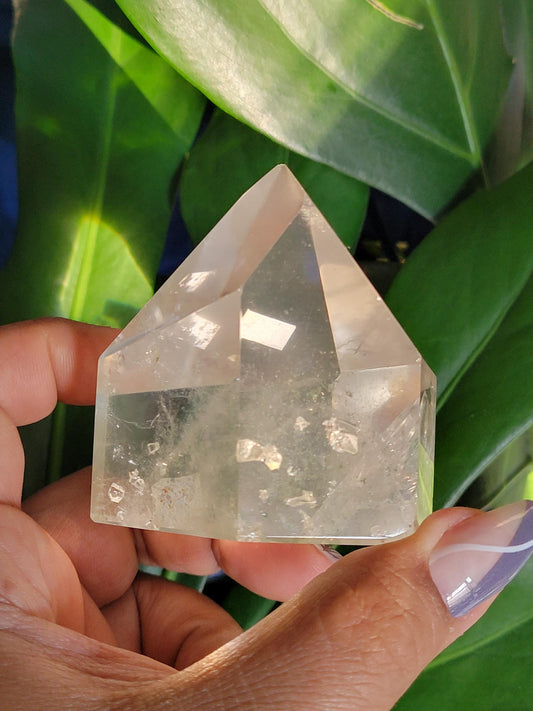 Stunning High Quality Polished Lemurian Water Clear Quartz Crystal Point with Chlorite and Lemurian Seeds -Home Decor-Collectors Piece-250g