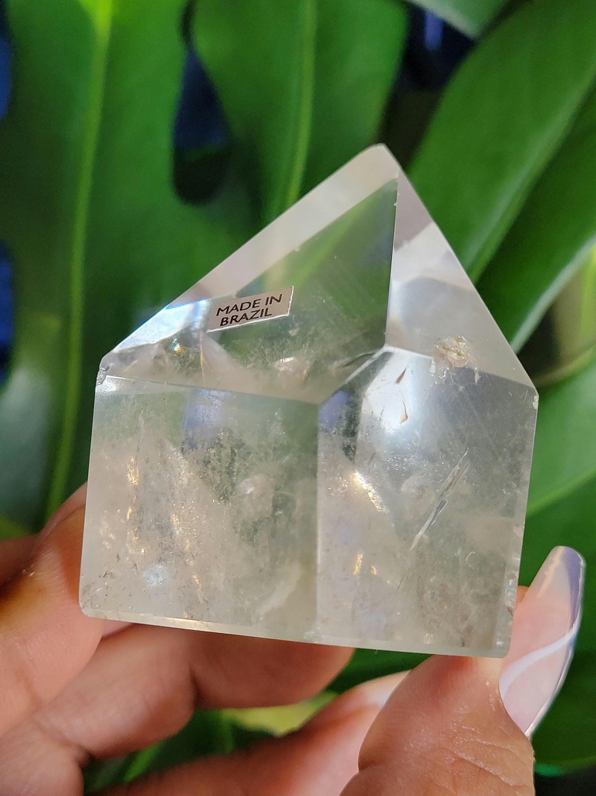 Stunning High Quality Polished Lemurian Water Clear Quartz Crystal Point with Chlorite and Lemurian Seeds -Home Decor-Collectors Piece-250g