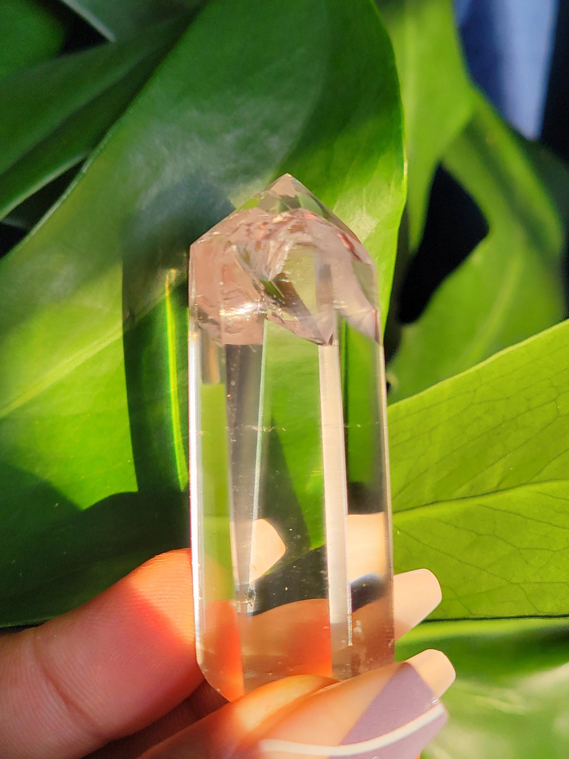 Stunning High Quality Polished Lemurian Water Clear Quartz Crystal Point with Rainbows - Home Decor - Collectors Piece - 62grams