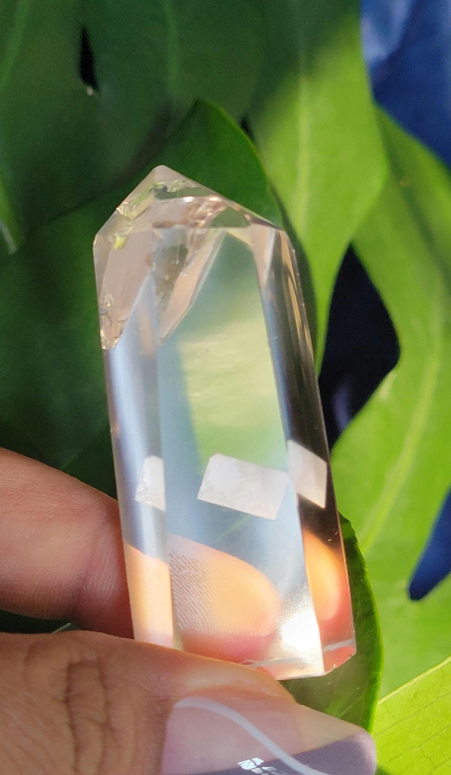 Stunning High Quality Polished Lemurian Water Clear Quartz Crystal Point with Rainbows - Home Decor - Collectors Piece - 62grams
