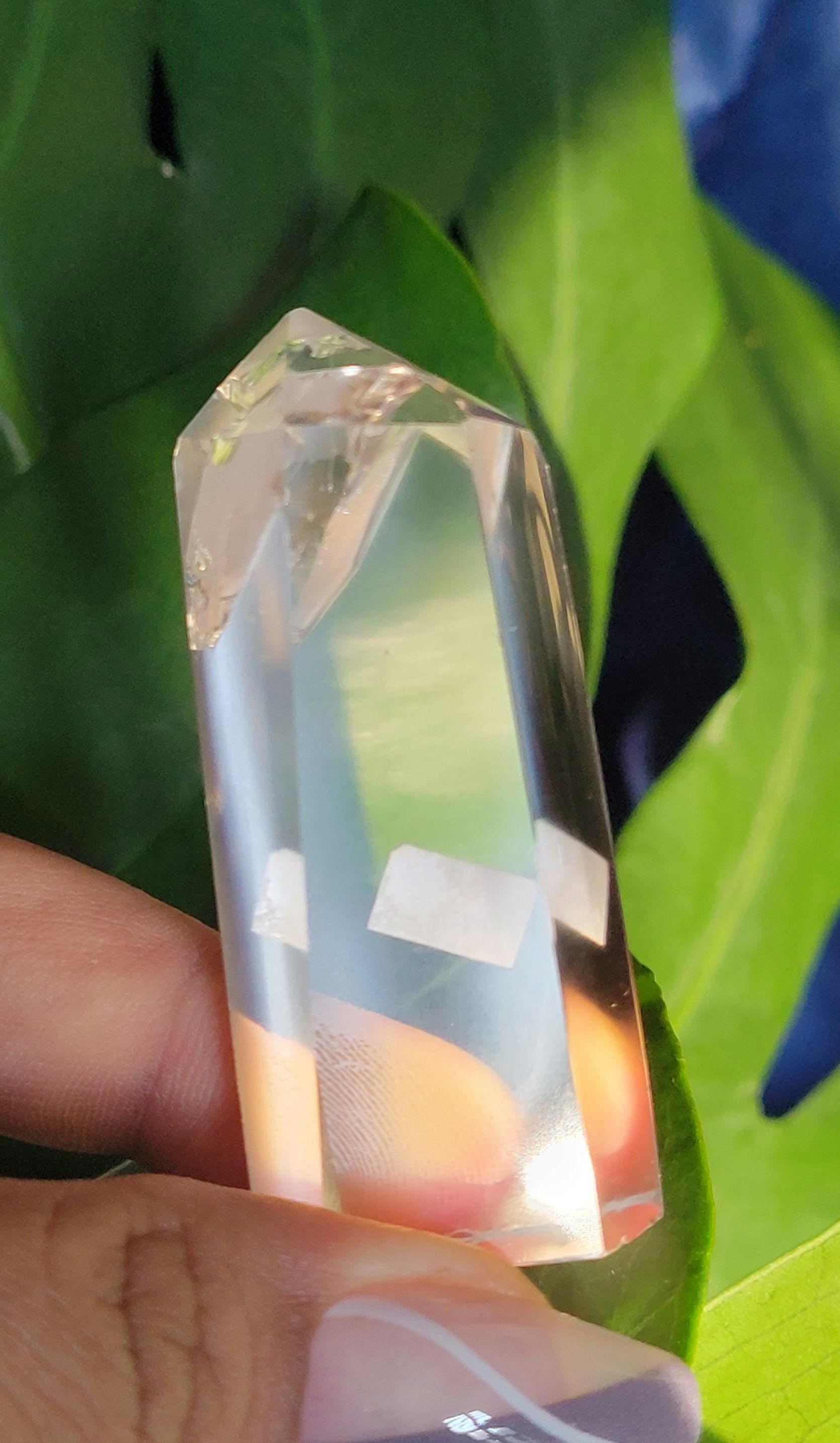 Stunning High Quality Polished Lemurian Water Clear Quartz Crystal Point with Rainbows - Home Decor - Collectors Piece - 62grams