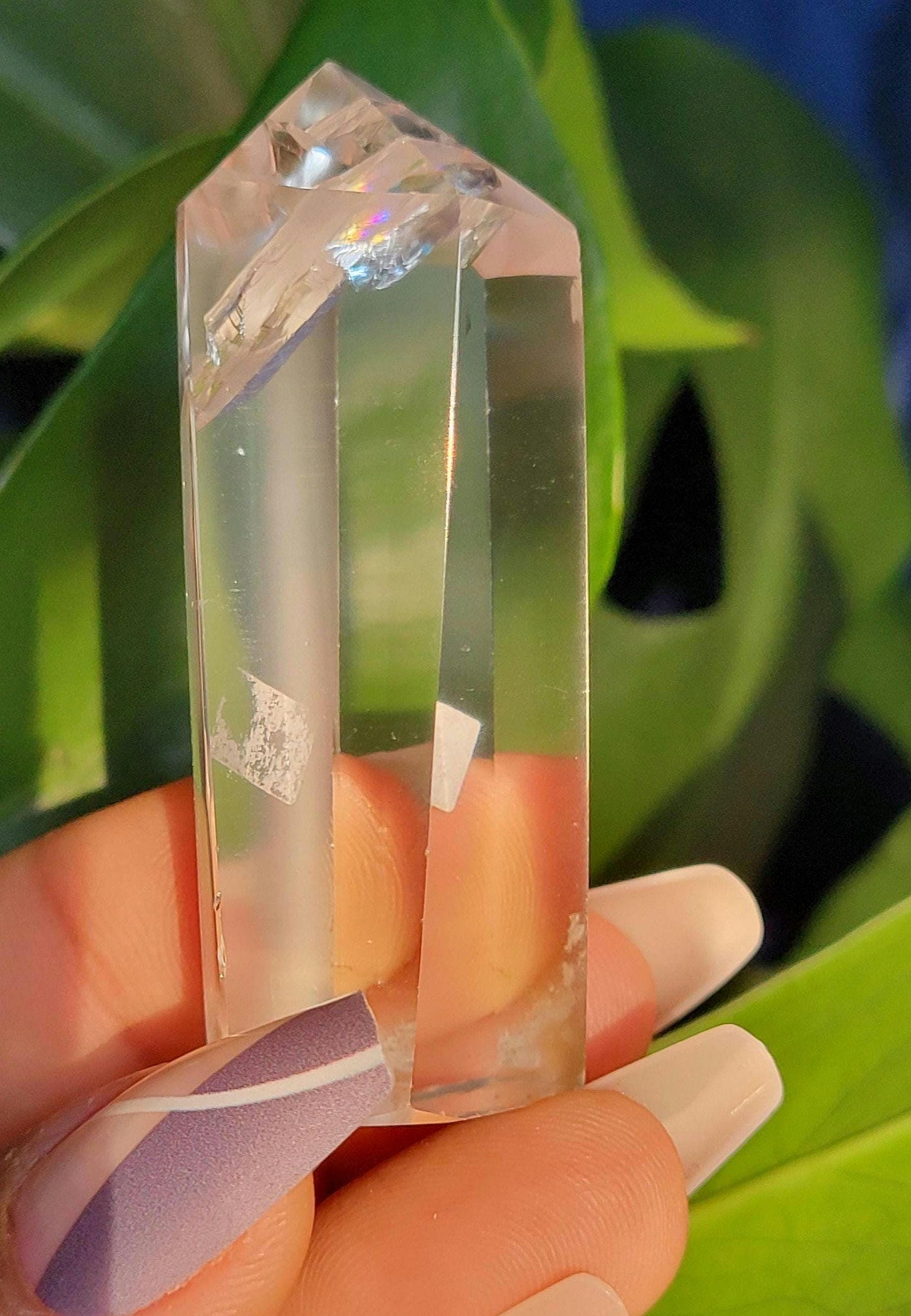 Stunning High Quality Polished Lemurian Water Clear Quartz Crystal Point with Rainbows - Home Decor - Collectors Piece - 62grams